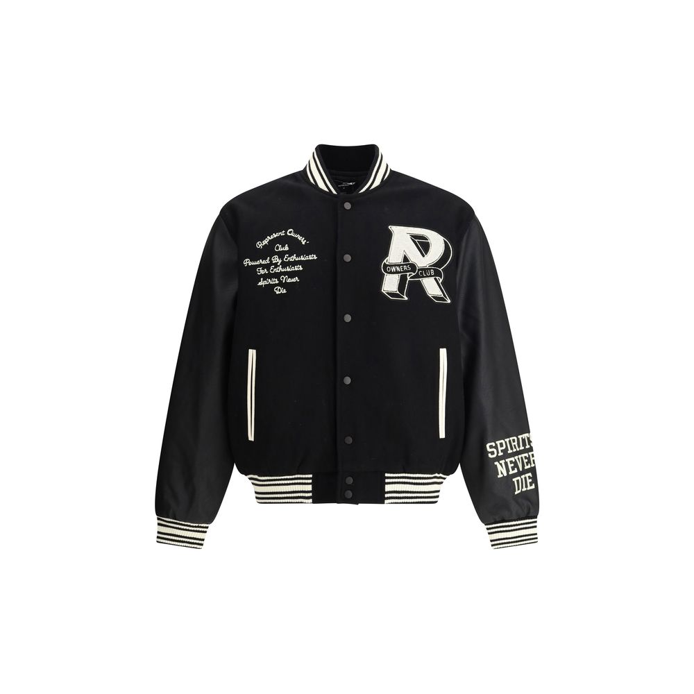 Represent Black Wool Varsity Jacket for Elevated Style