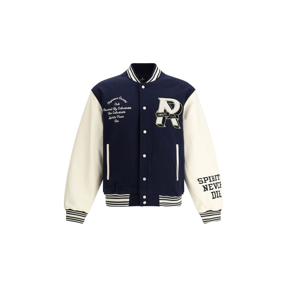 Represent Green Wool Varsity Jacket - Sophisticated Streetwear