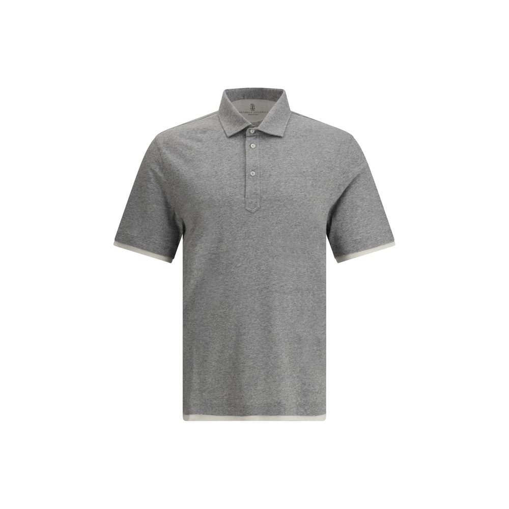 Brunello Cucinelli Navy Luxurious Cotton Blend Polo Shirt