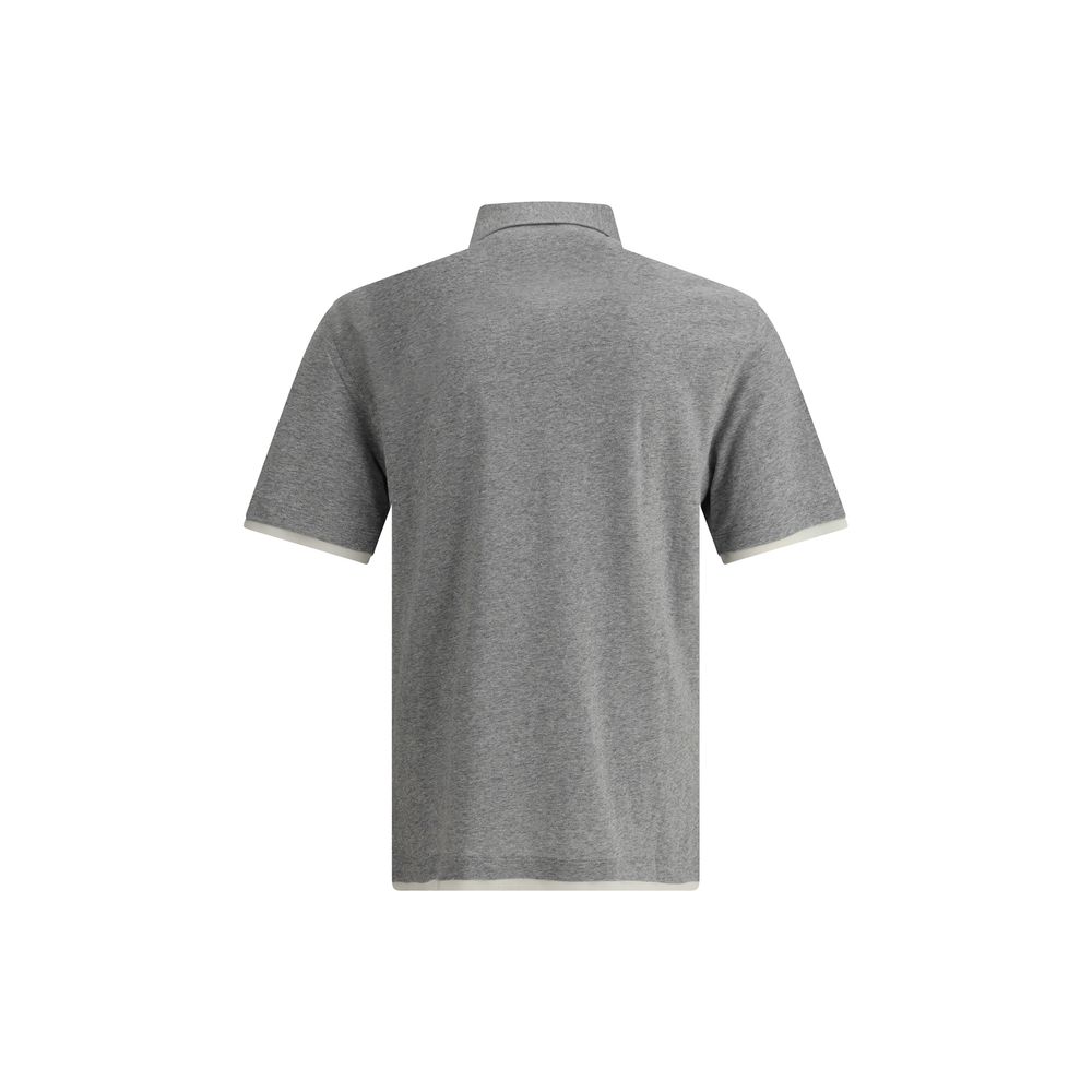 Brunello Cucinelli Navy Luxurious Cotton Blend Polo Shirt