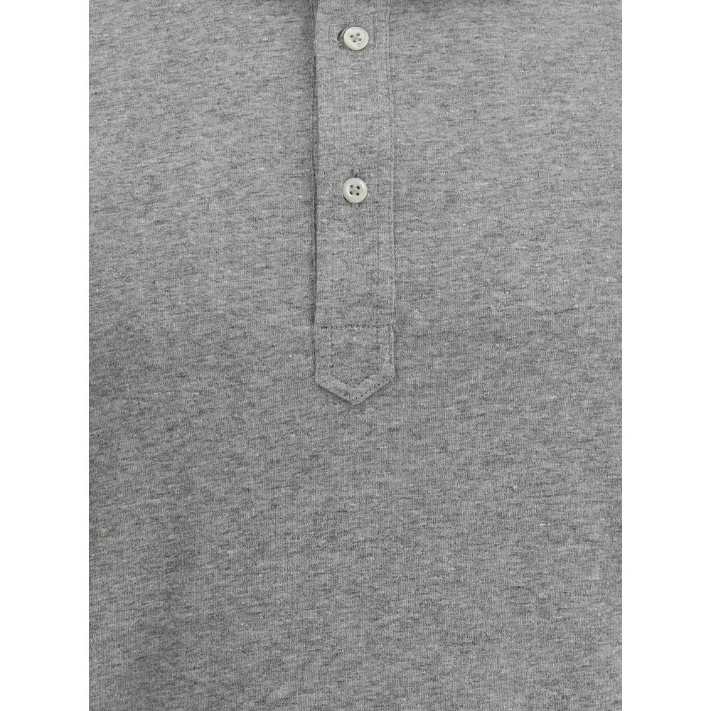 Brunello Cucinelli Navy Luxurious Cotton Blend Polo Shirt