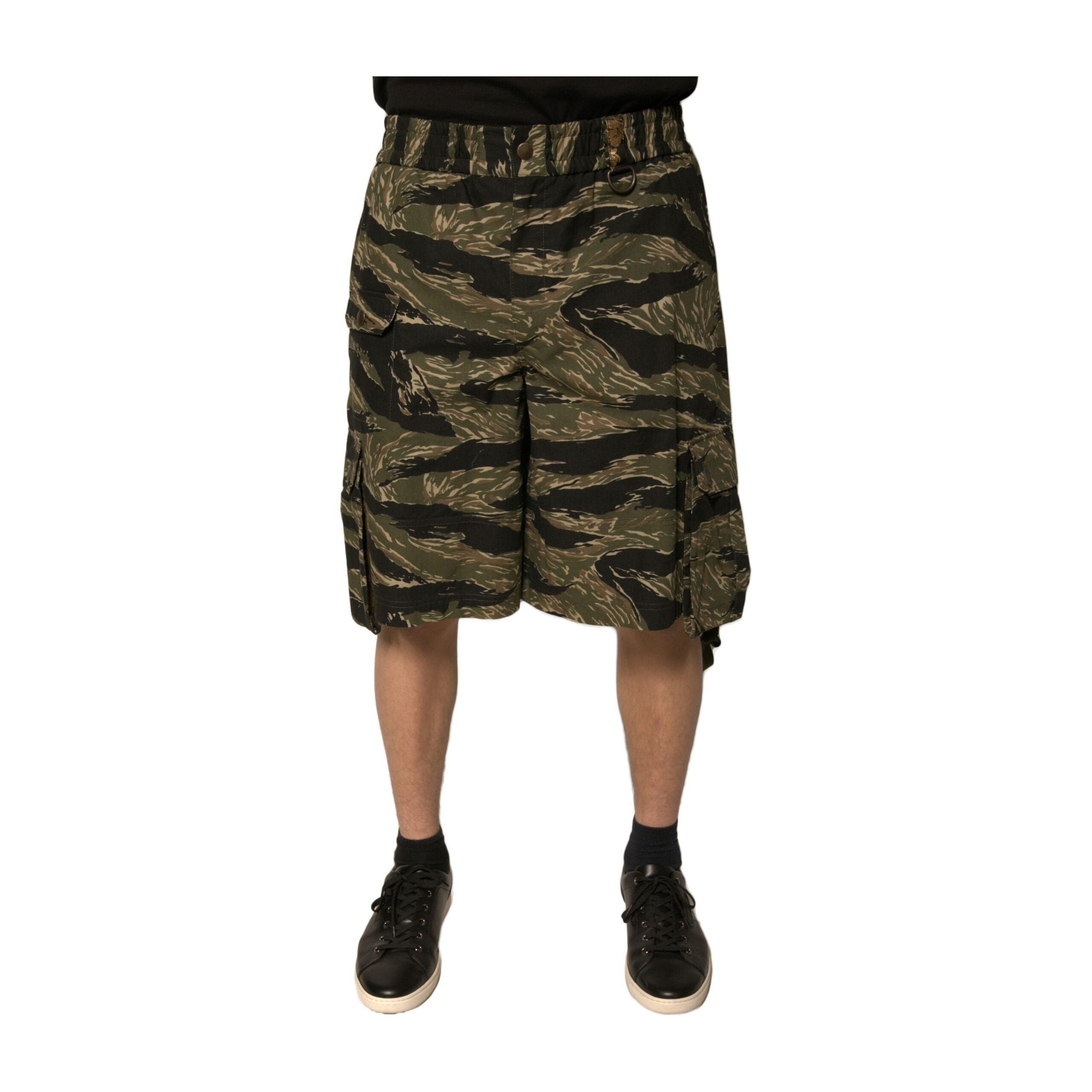 Dolce & Gabbana Black Gold Patterned Cotton Bermuda Shorts