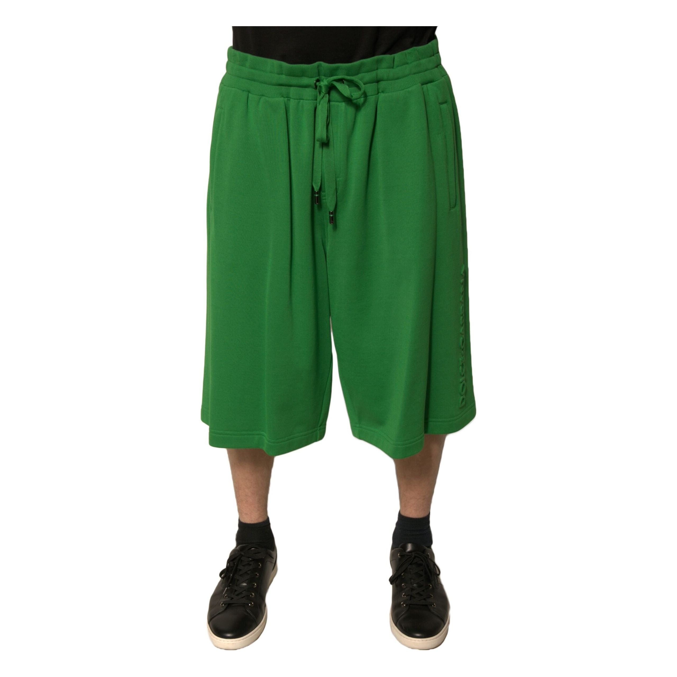Dolce & Gabbana Green Cotton Blend Bermuda Shorts