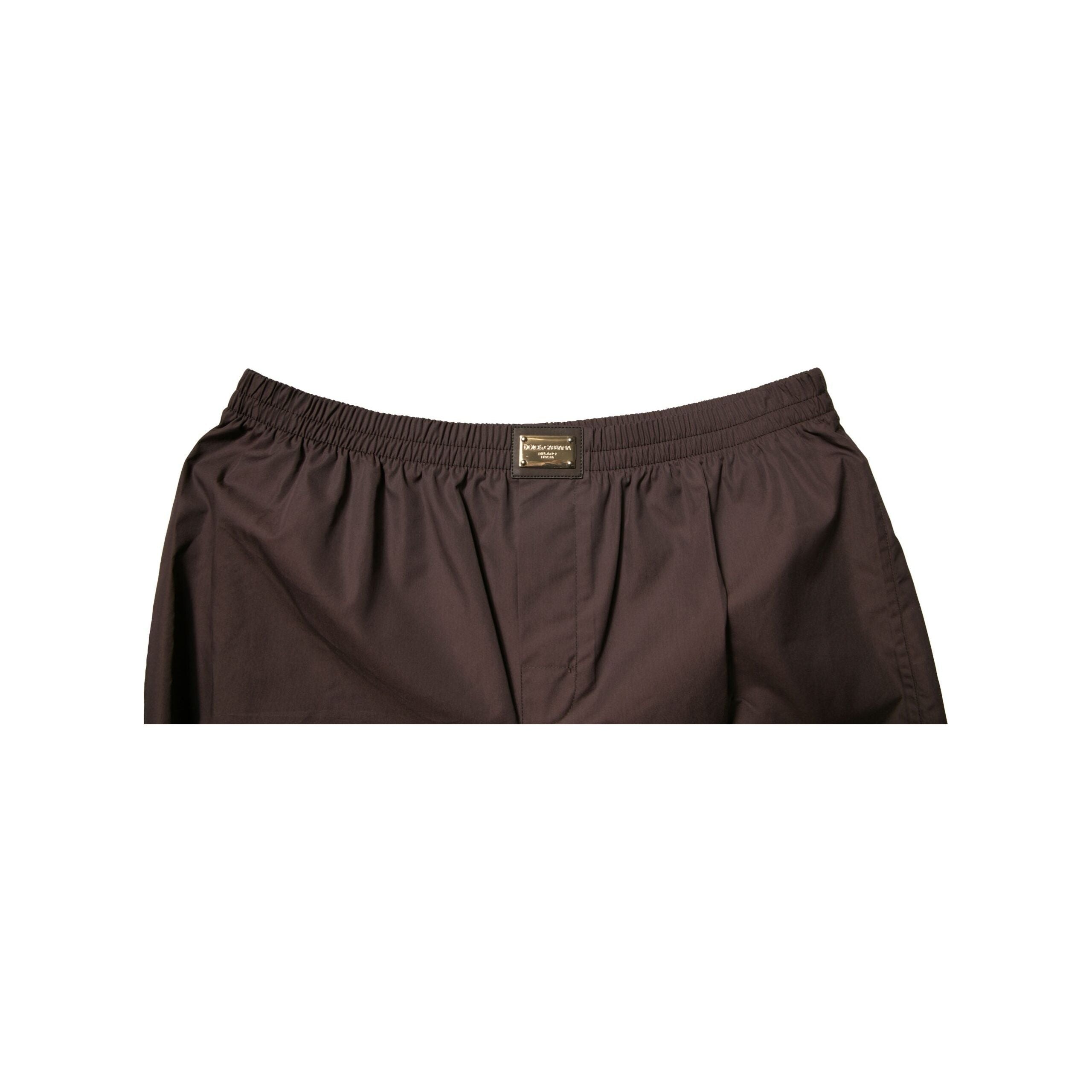 Dolce & Gabbana Brown Cotton Blend Mid Waist Shorts