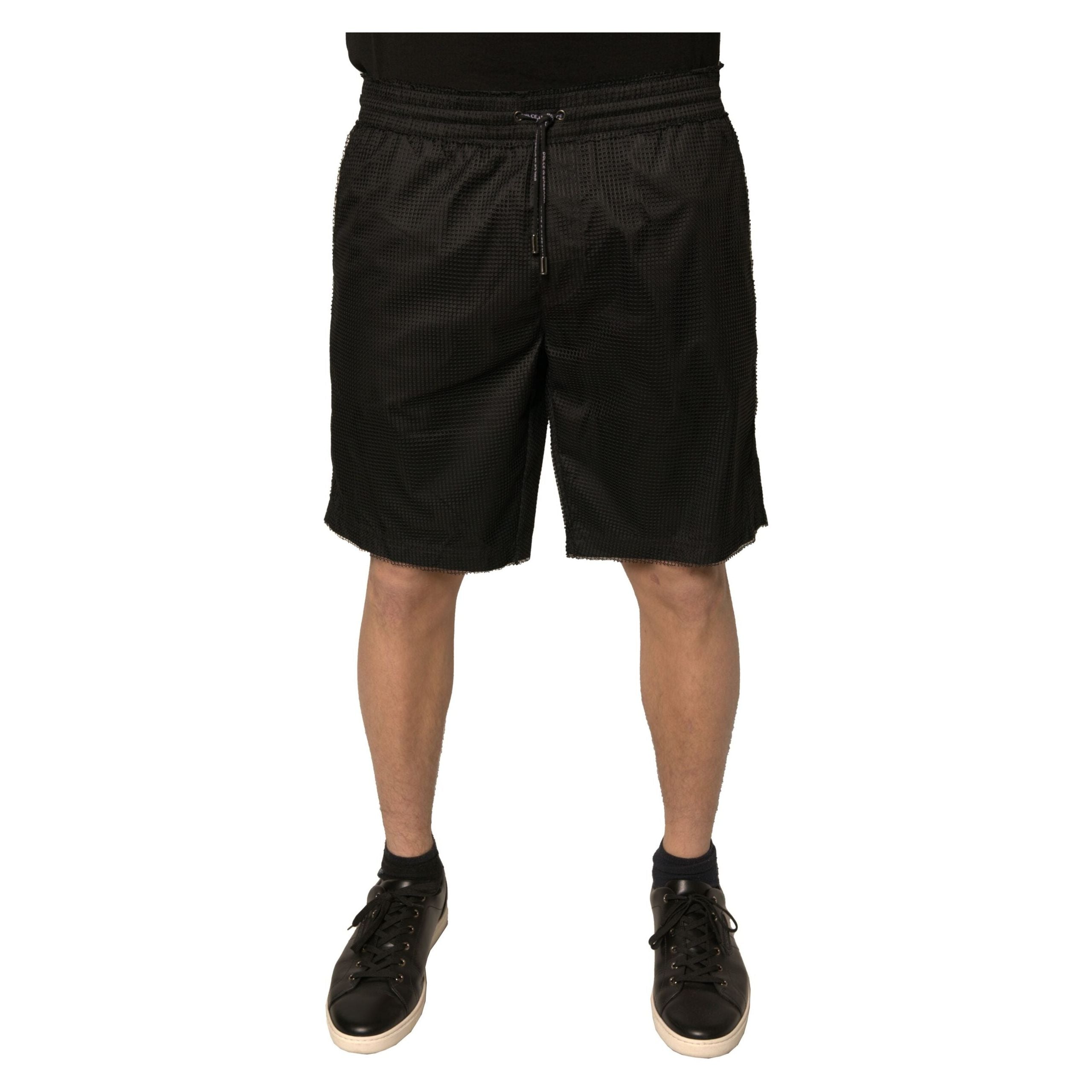 Dolce & Gabbana Black Jersey Mid Waist Shorts