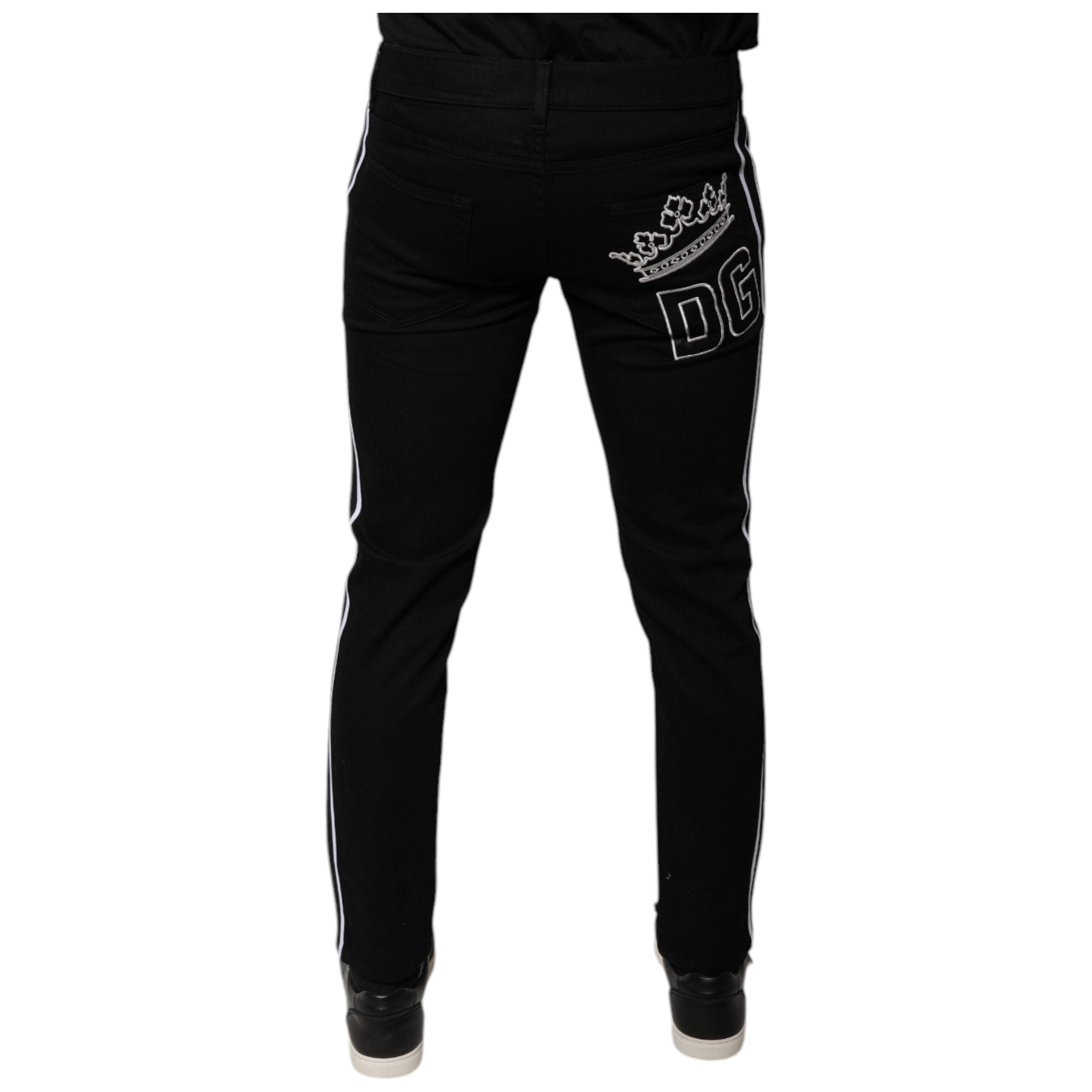 Dolce & Gabbana Black Crown Cotton Stretch Skinny Jeans