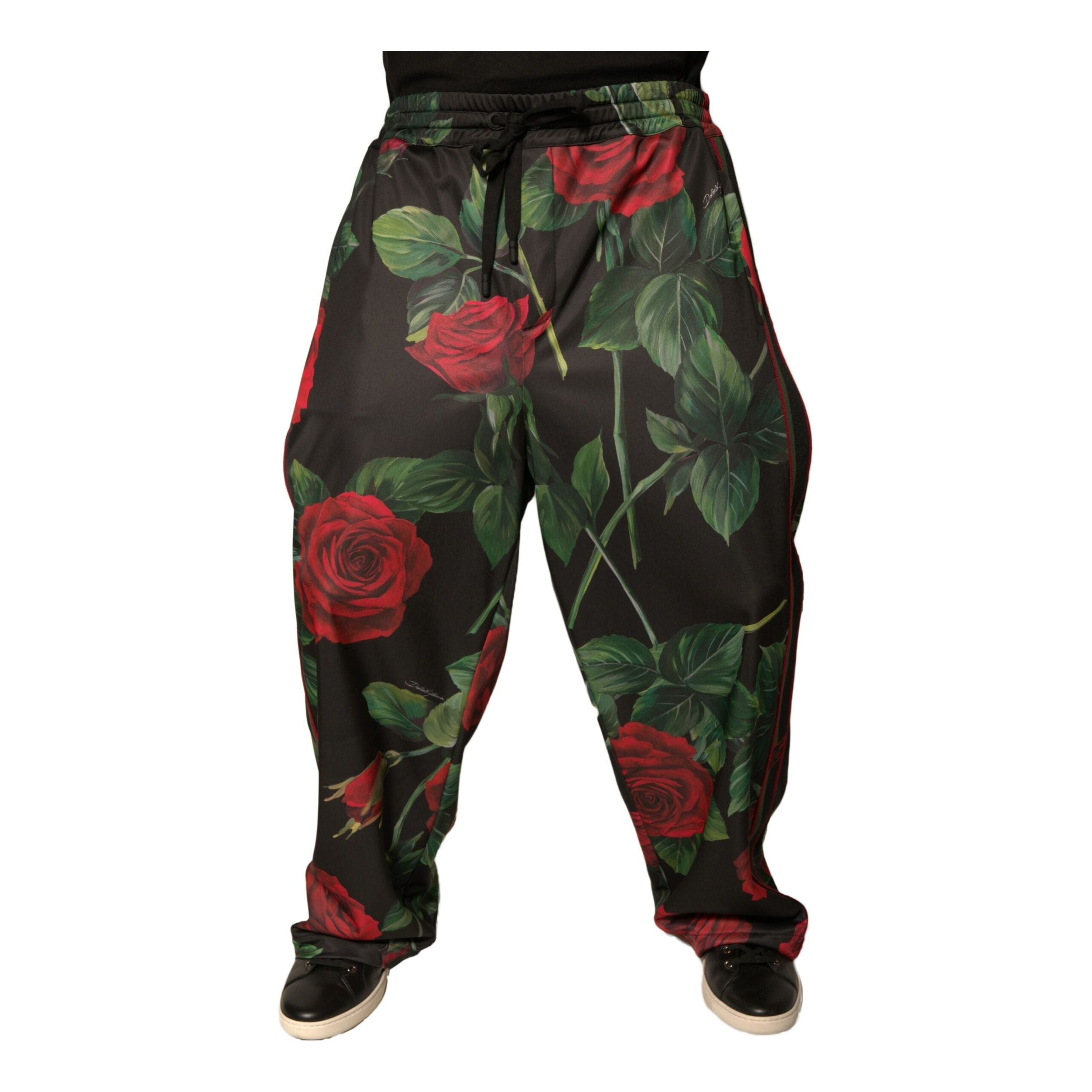 Dolce & Gabbana Black Floral Cotton Jogger Sweatpants