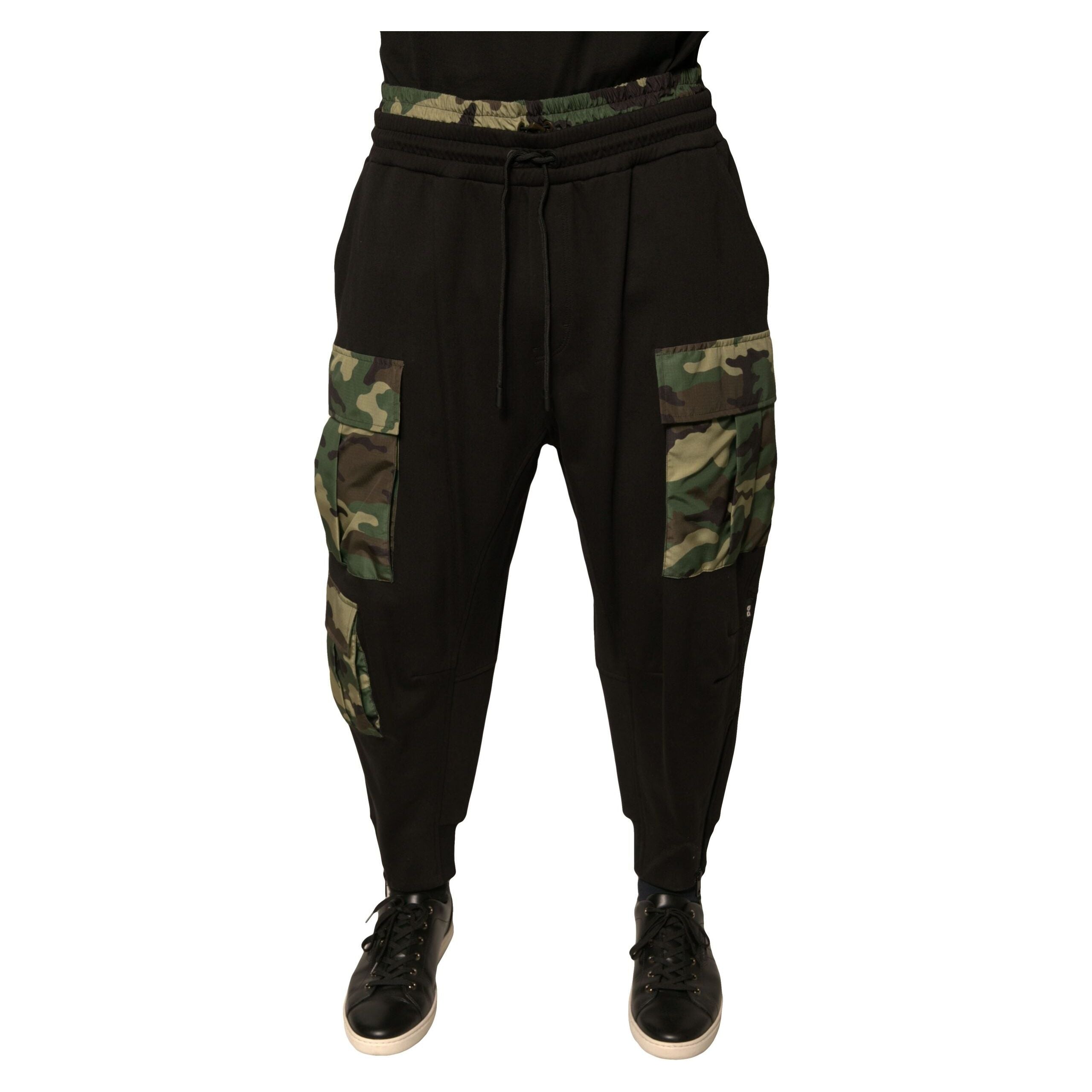 Dolce & Gabbana Black Camouflage Cotton Jogger Cargo Pants