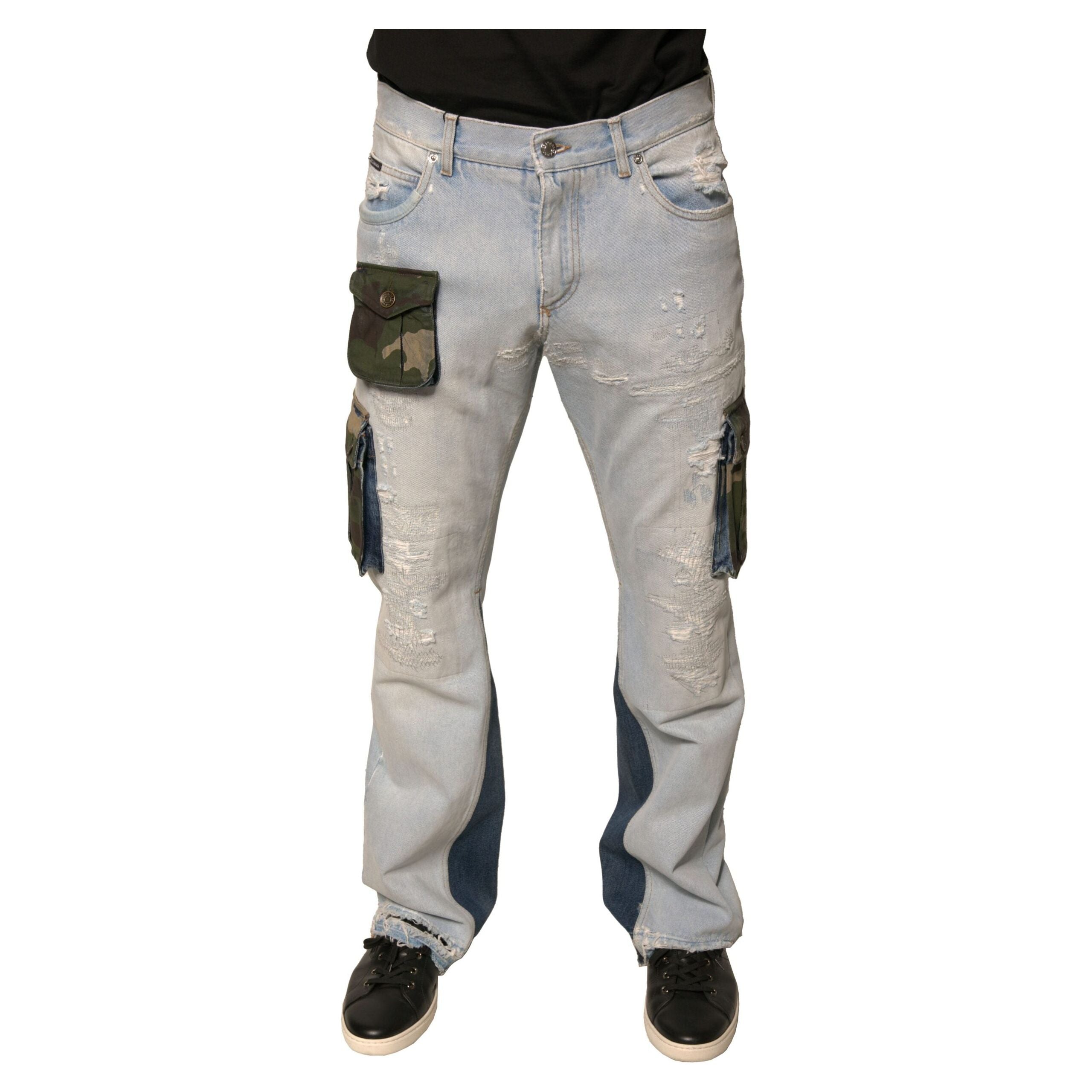 Dolce & Gabbana Light Blue Cotton Cargo Straight Denim Jeans