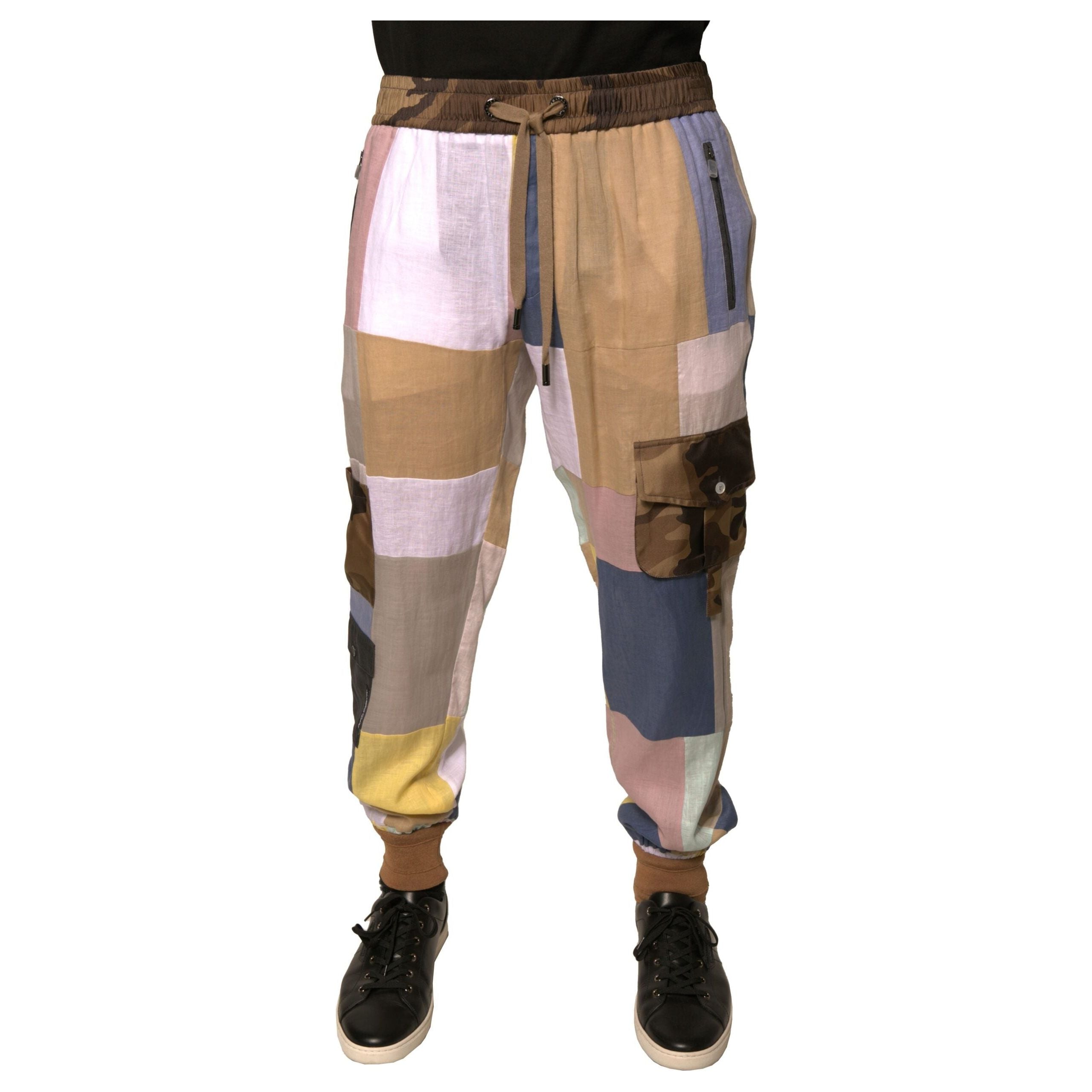 Dolce & Gabbana Multicolor Linen Jogger Sweatpants Pants