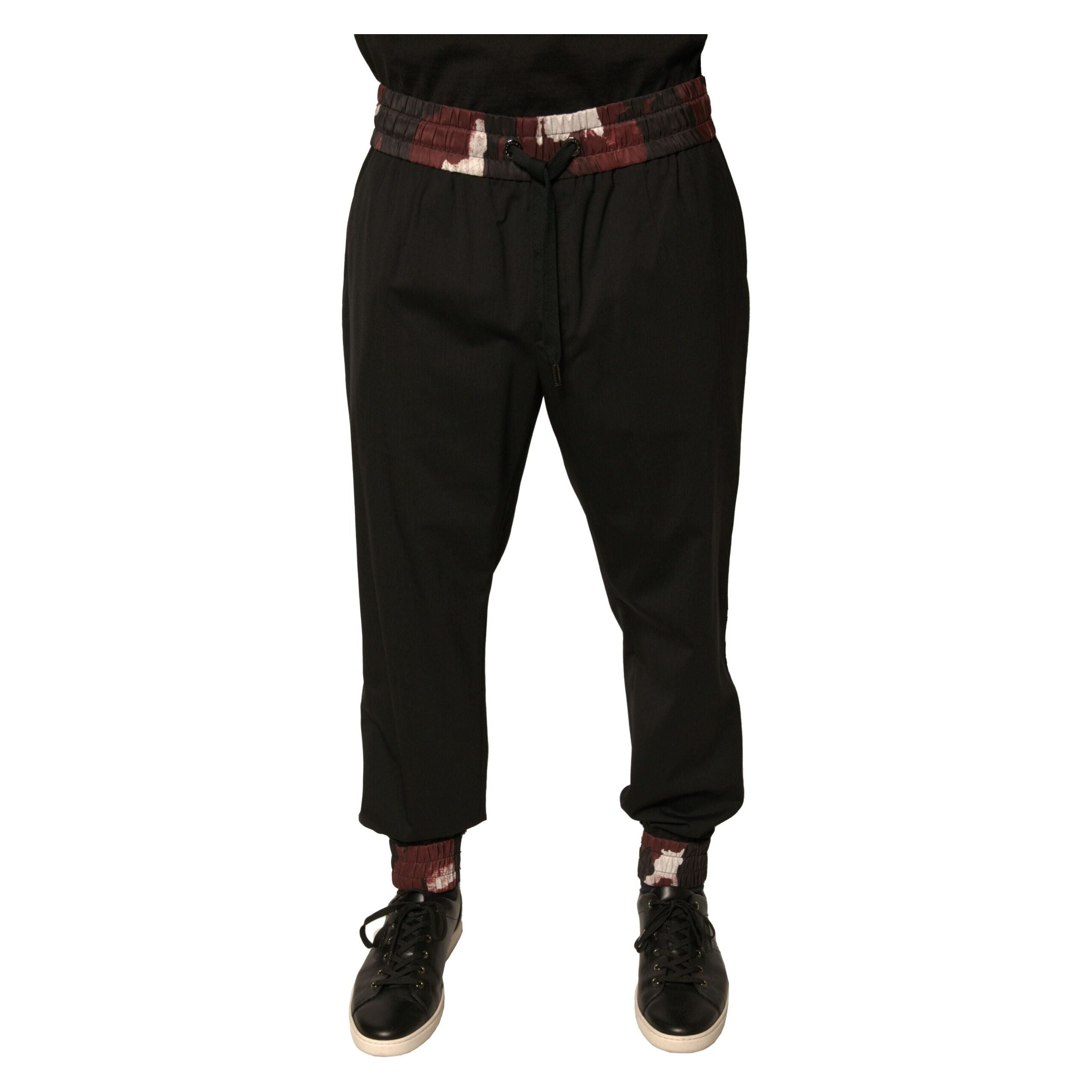 Dolce & Gabbana Black Camouflage Wool Jogger Sweatpants