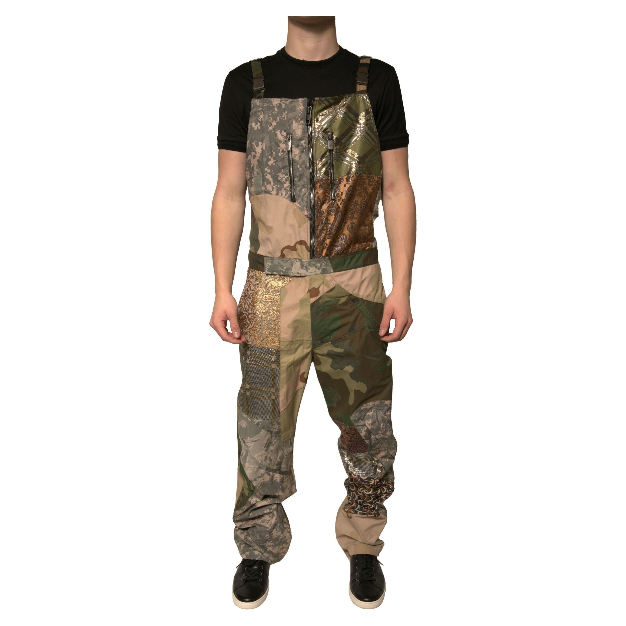 Dolce & Gabbana Multicolor Camouflage Cotton Overall Pants