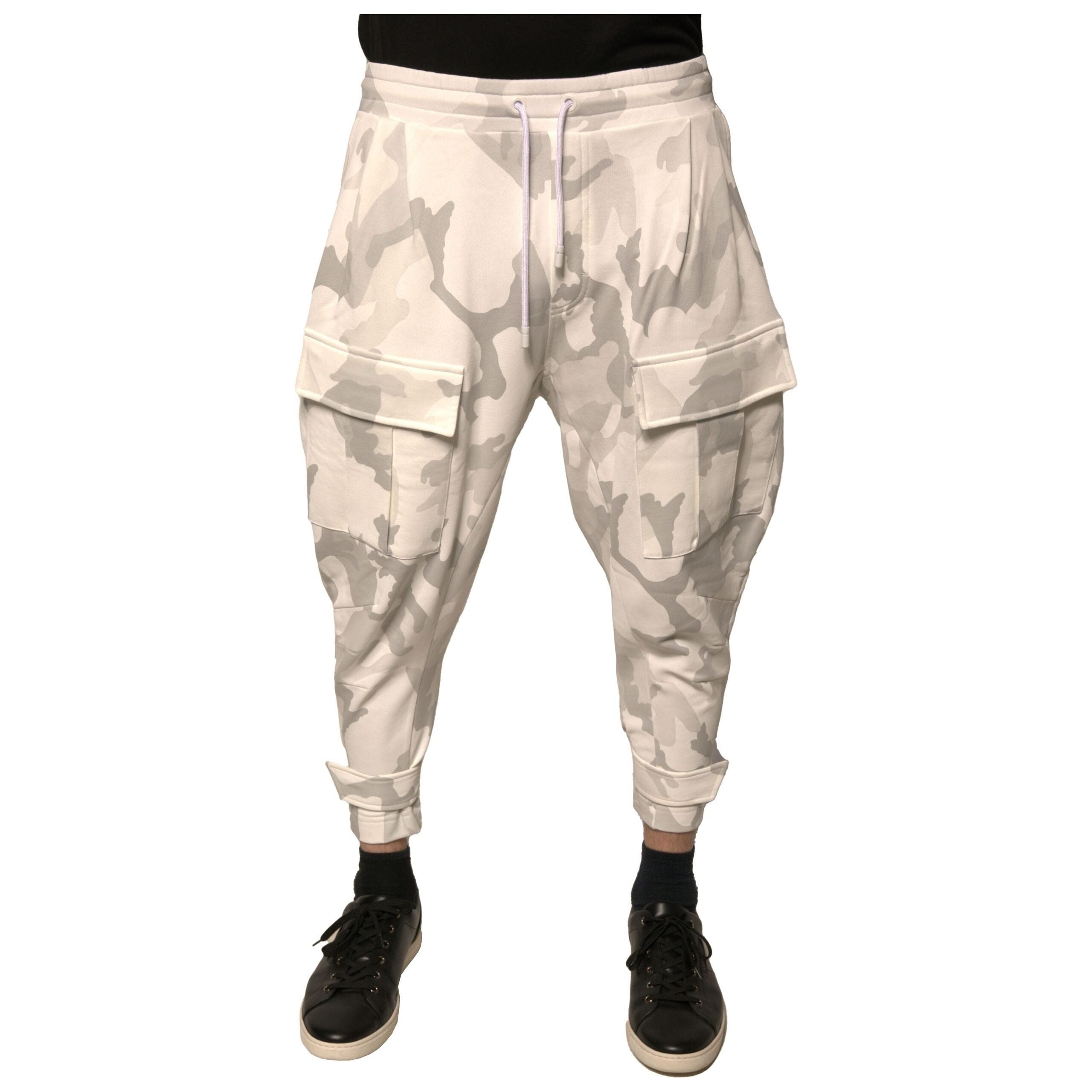 Dolce & Gabbana White Cotton Cargo Jogger Pants Luxe