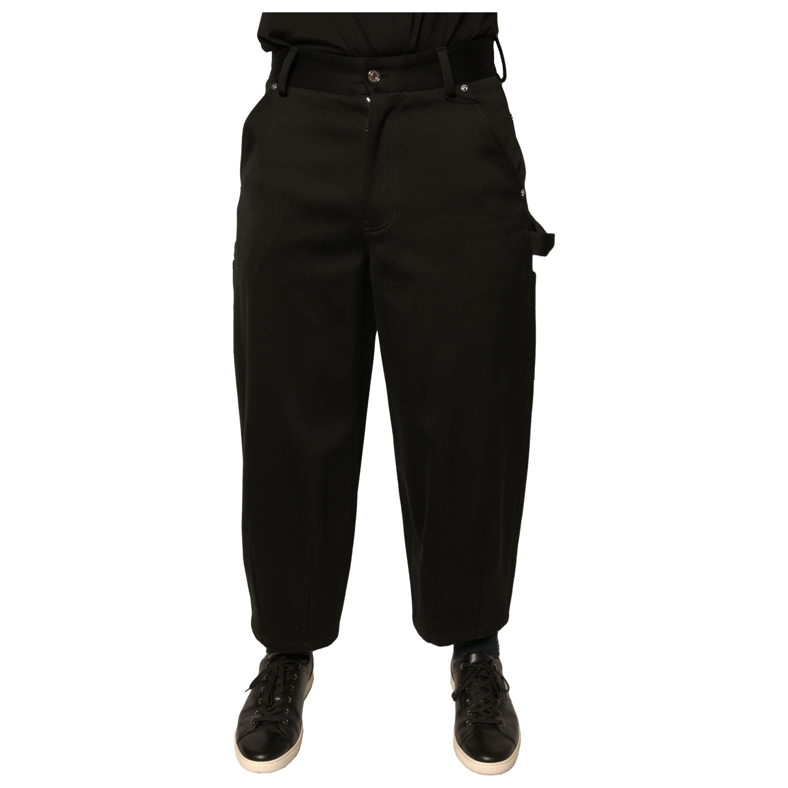 Dolce & Gabbana Black Cotton Mid Waist Cropped Pants