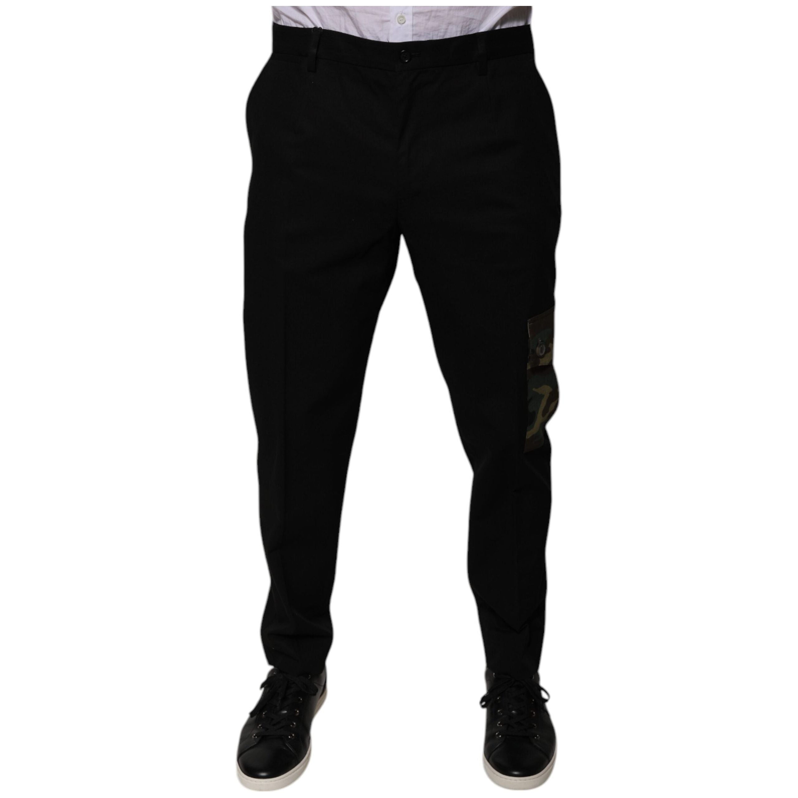 Dolce & Gabbana Black Cotton Cargo Casual Pants