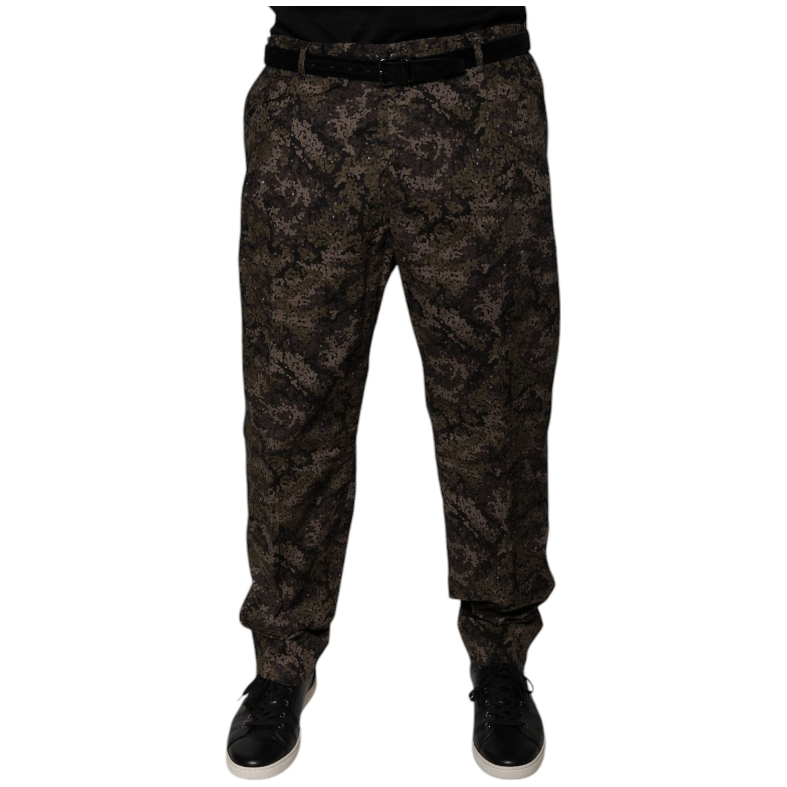 Dolce & Gabbana Multicolor Cotton Camouflage Dress Pants