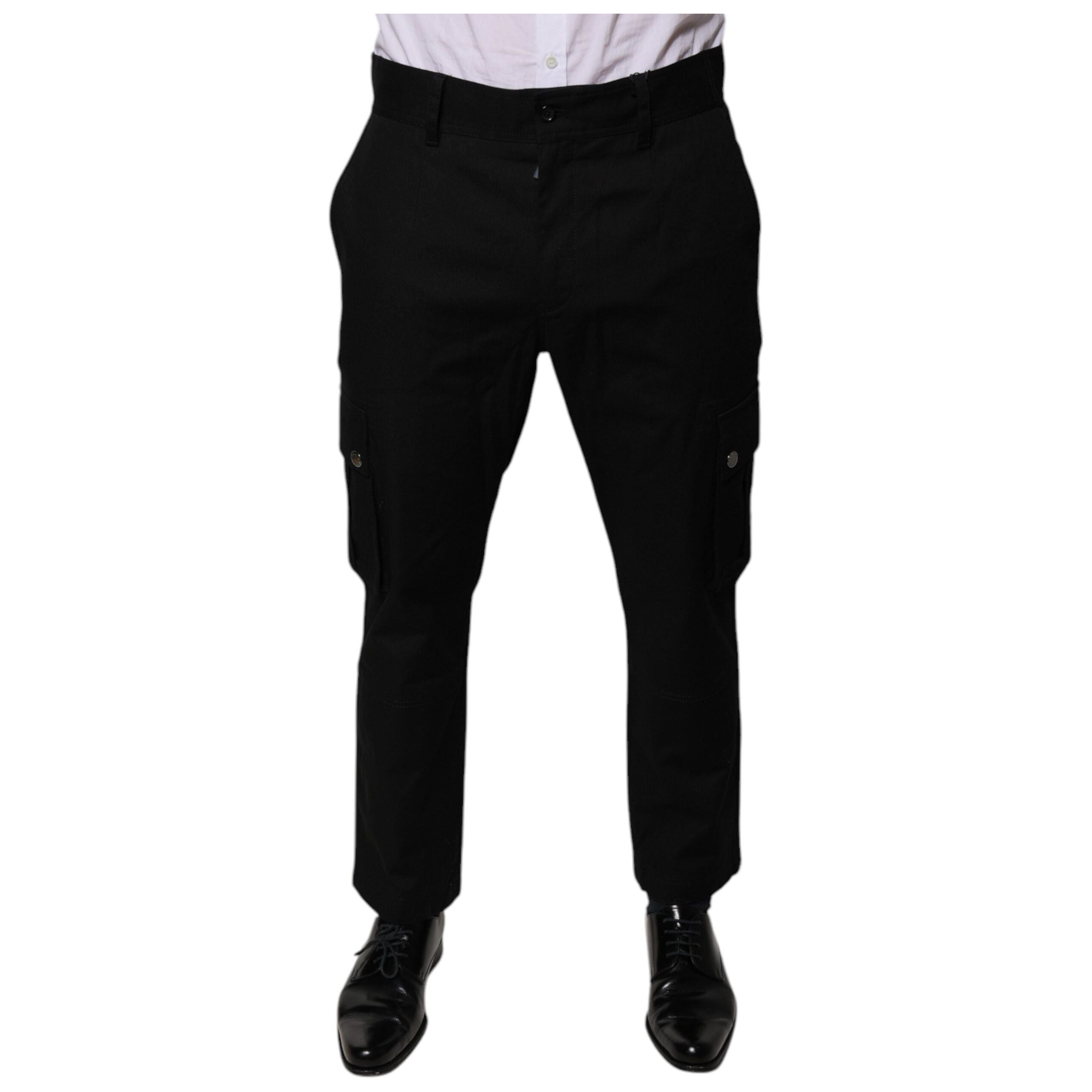 Dolce & Gabbana Black Cotton Cargo Tapered Pants Luxe
