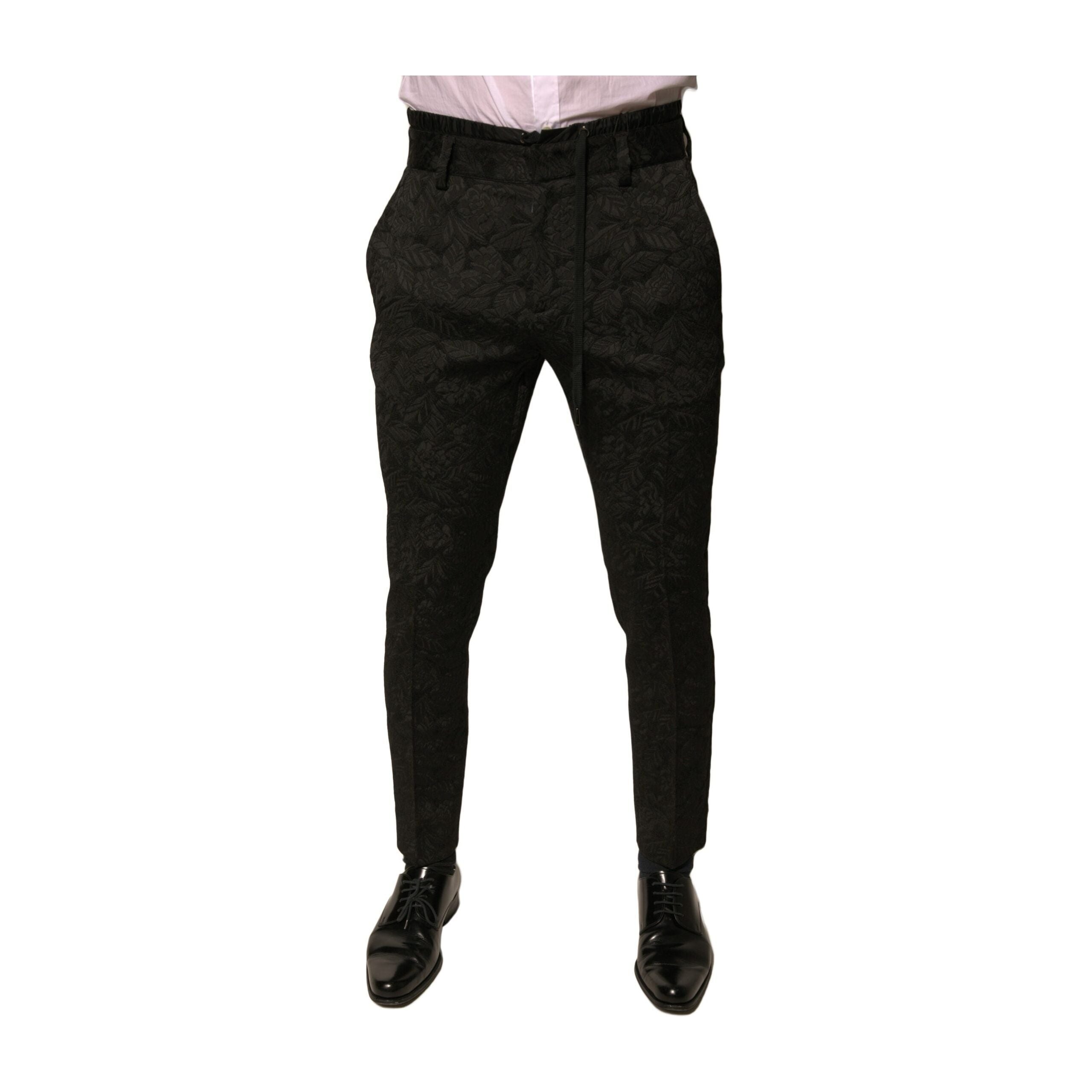 Dolce & Gabbana Black Brocade Skinny Dress Pants