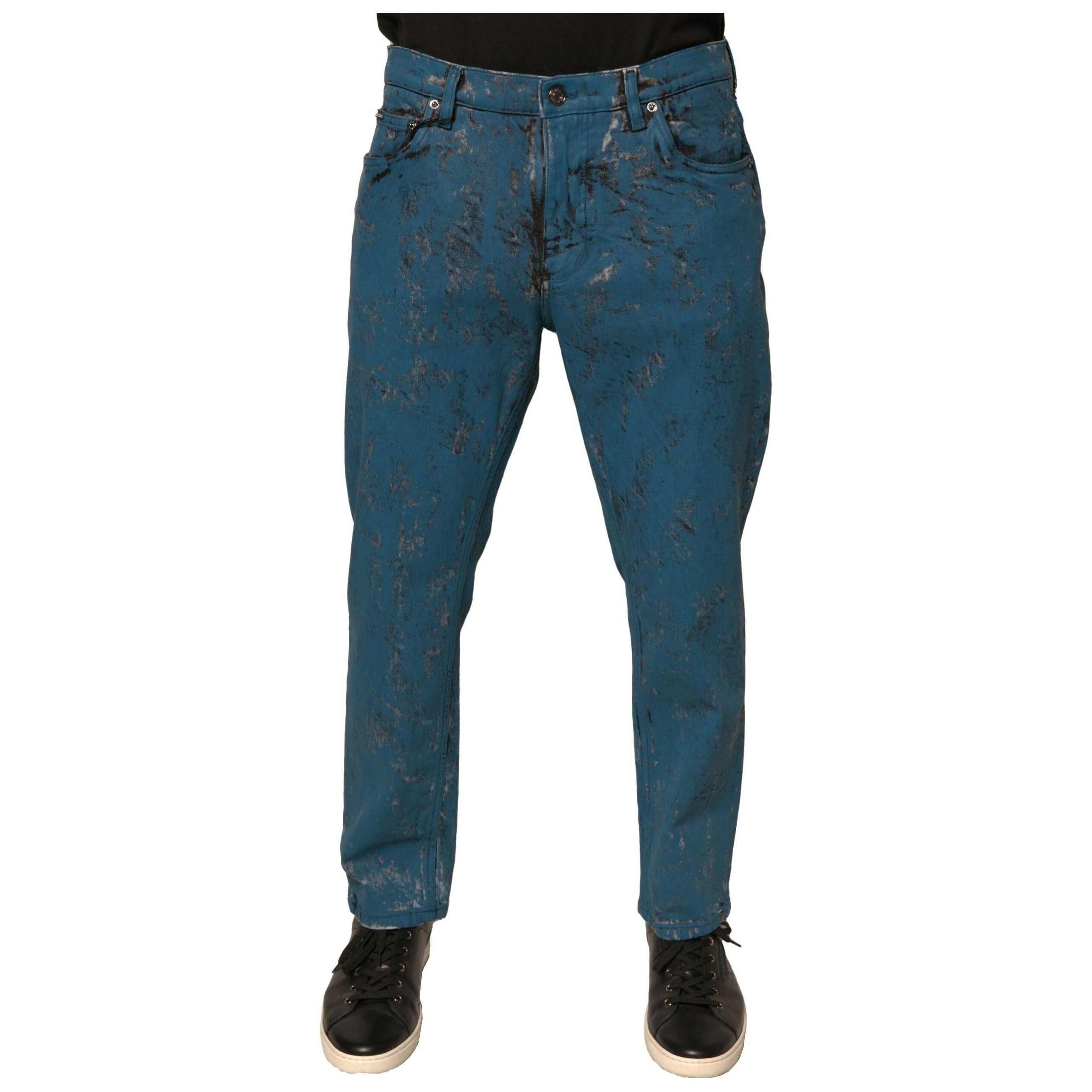 Dolce & Gabbana Blue Logo Cotton Stretch Skinny Denim Jeans