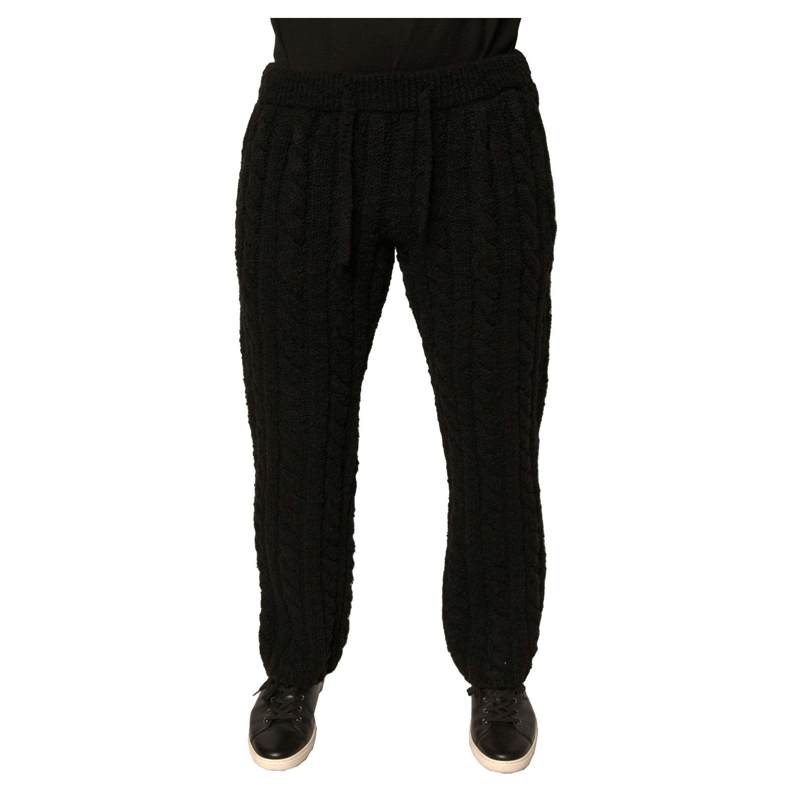 Dolce & Gabbana Black Wool Knitted Skinny Pants Elegance
