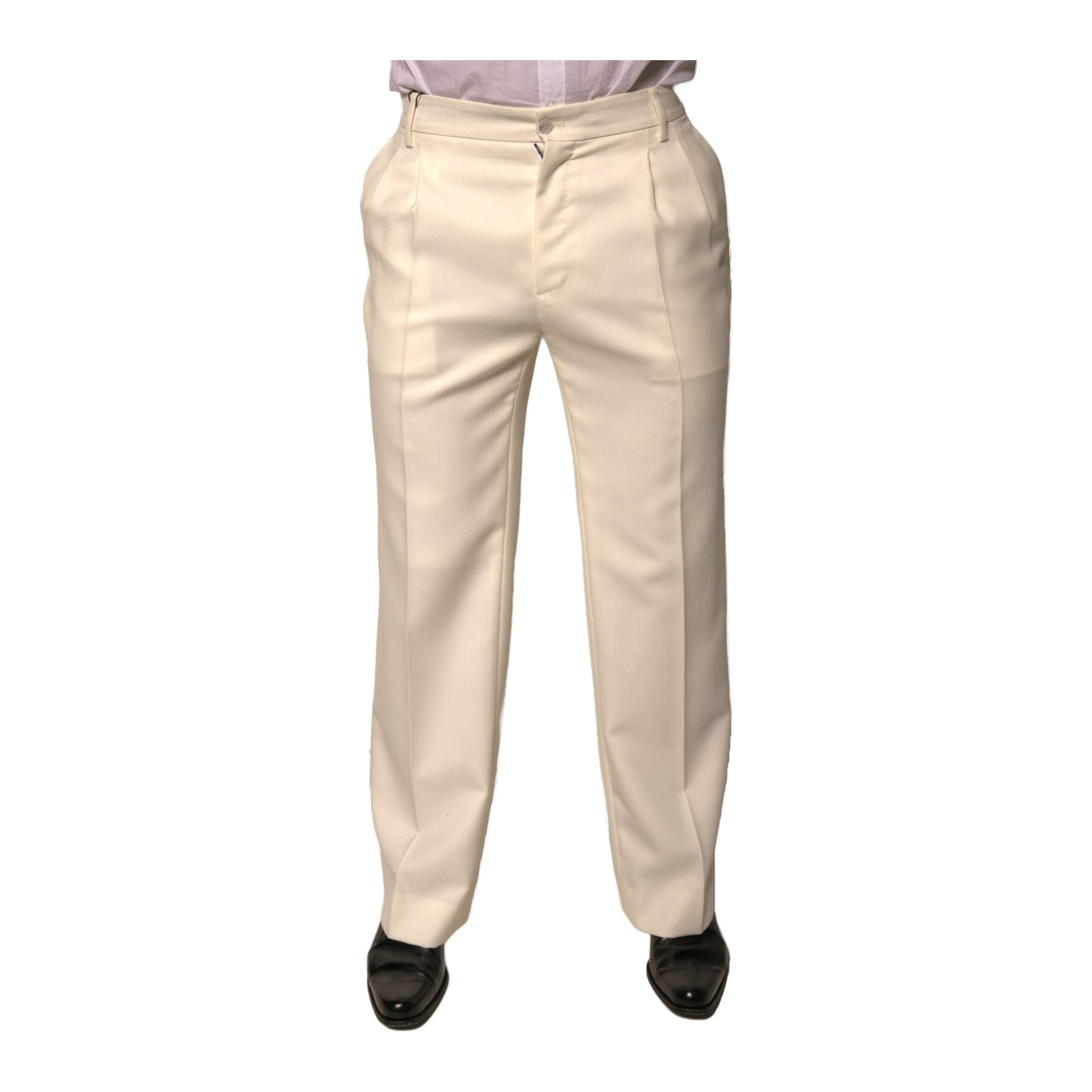 Dolce & Gabbana Off White Wool Dress Pants Elegance