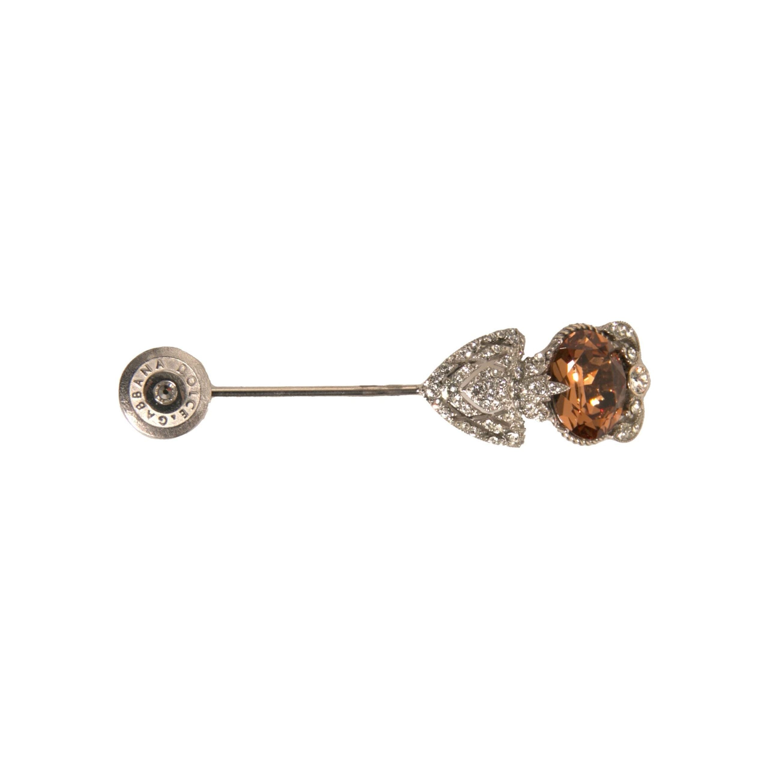 Dolce & Gabbana Silver 925 Sterling Silver Crystals Brooch