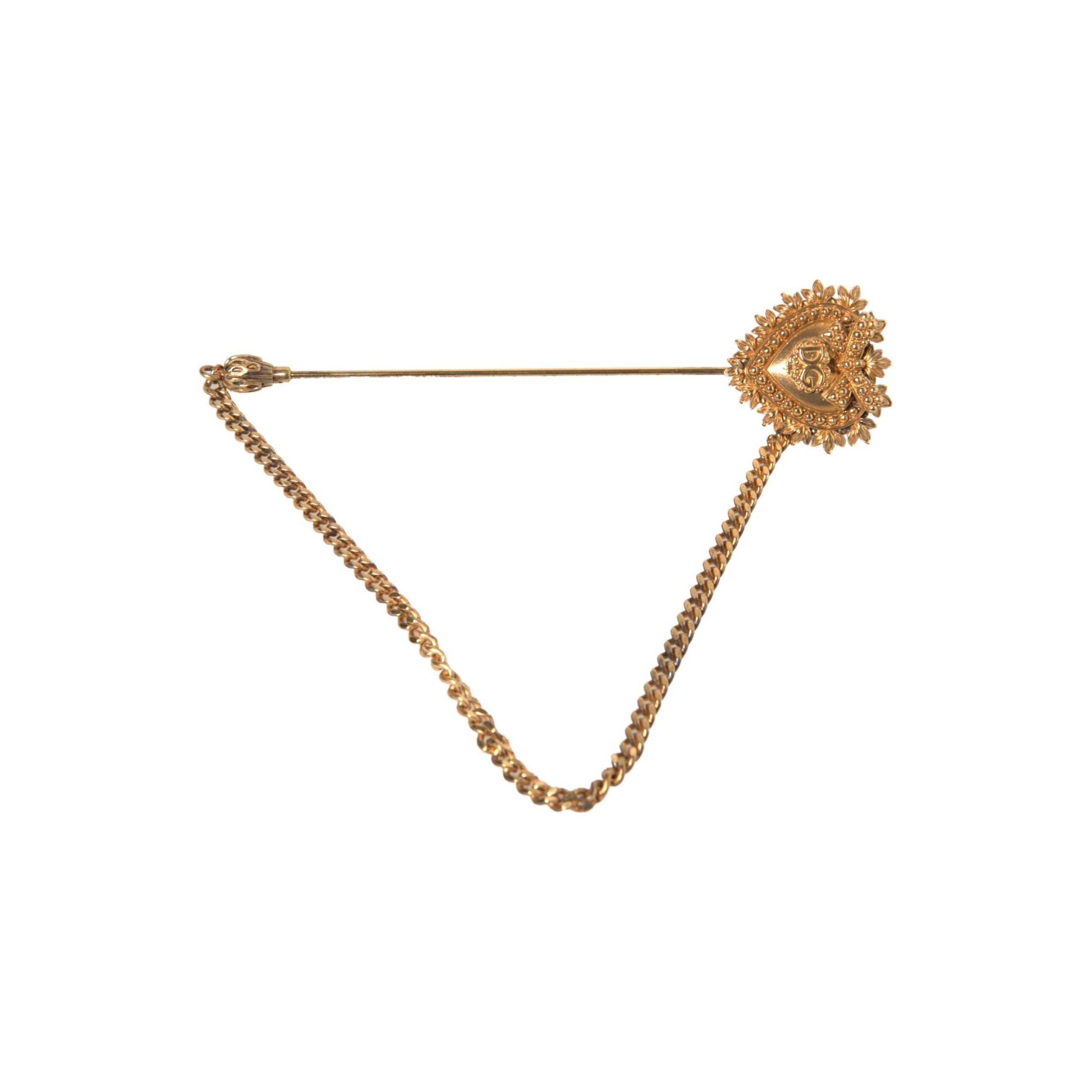 Dolce & Gabbana Gold 925 Sterling Silver Sacred Heart Brooch
