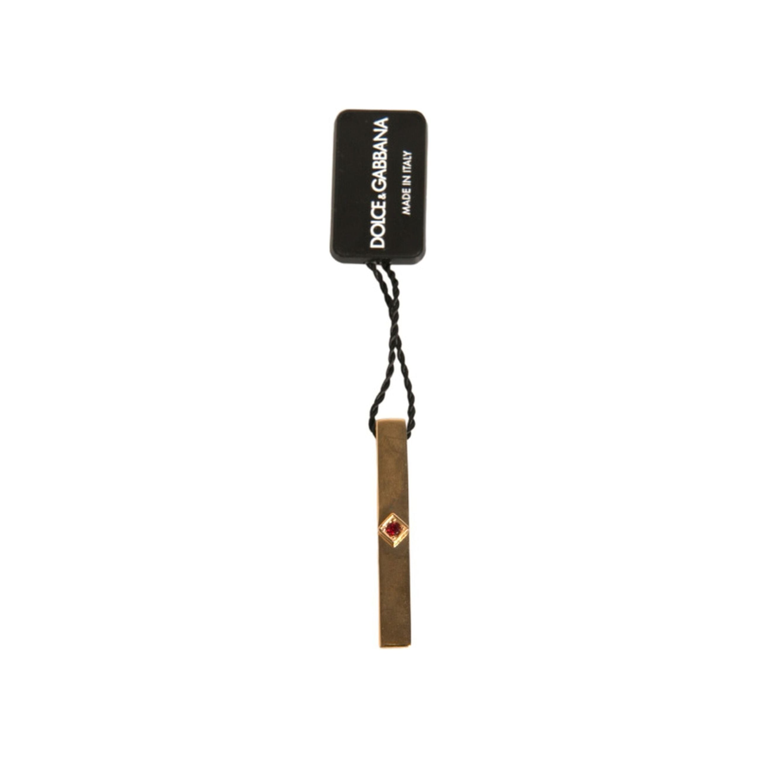 Dolce & Gabbana Gold Tone Brass Crystal Tie Clip Bar