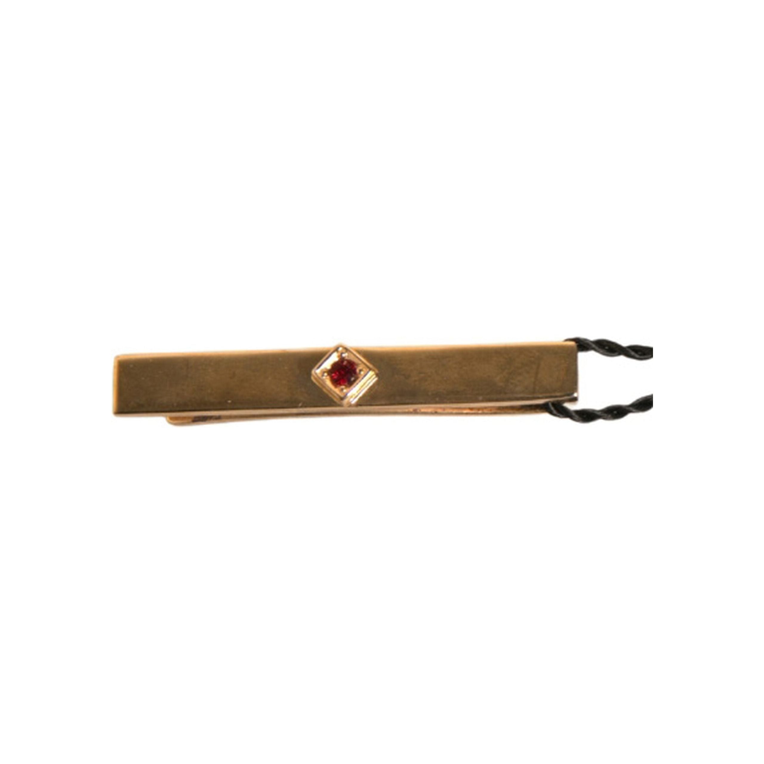 Dolce & Gabbana Gold Tone Brass Crystal Tie Clip Bar
