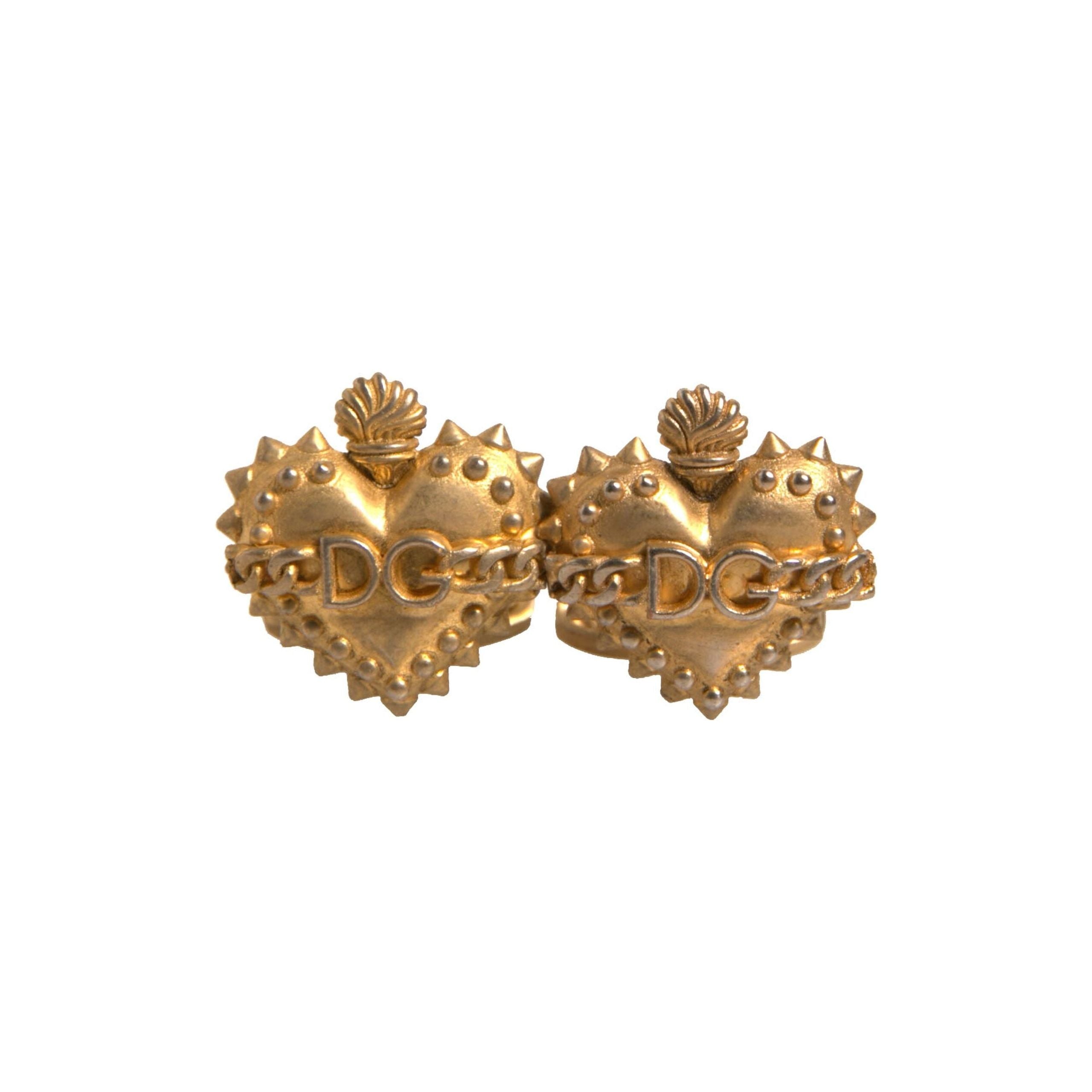 Dolce & Gabbana Gold 925 Sterling Silver DG Heart Cufflink