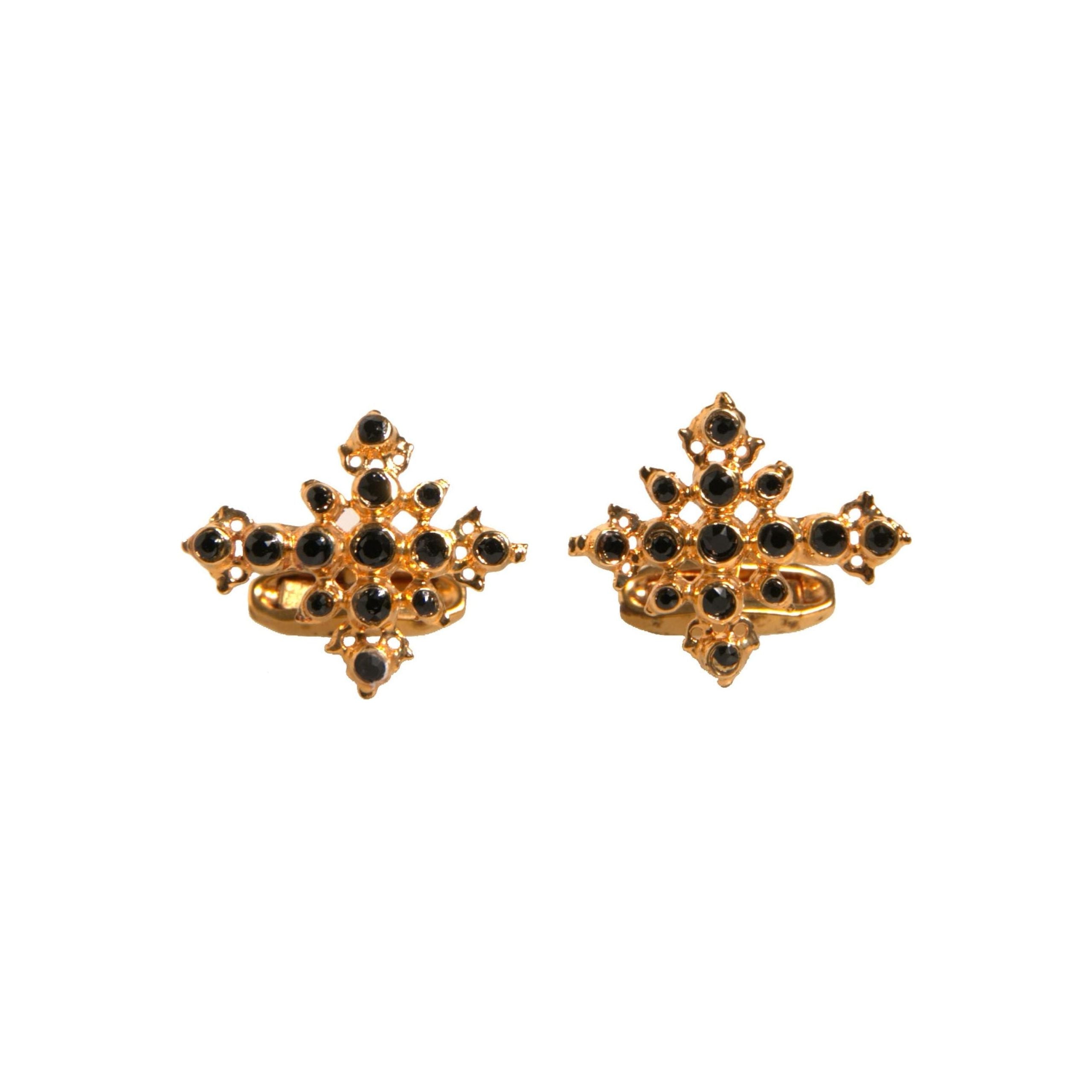 Dolce & Gabbana Gold Tone Brass Cross Crystal Cufflink