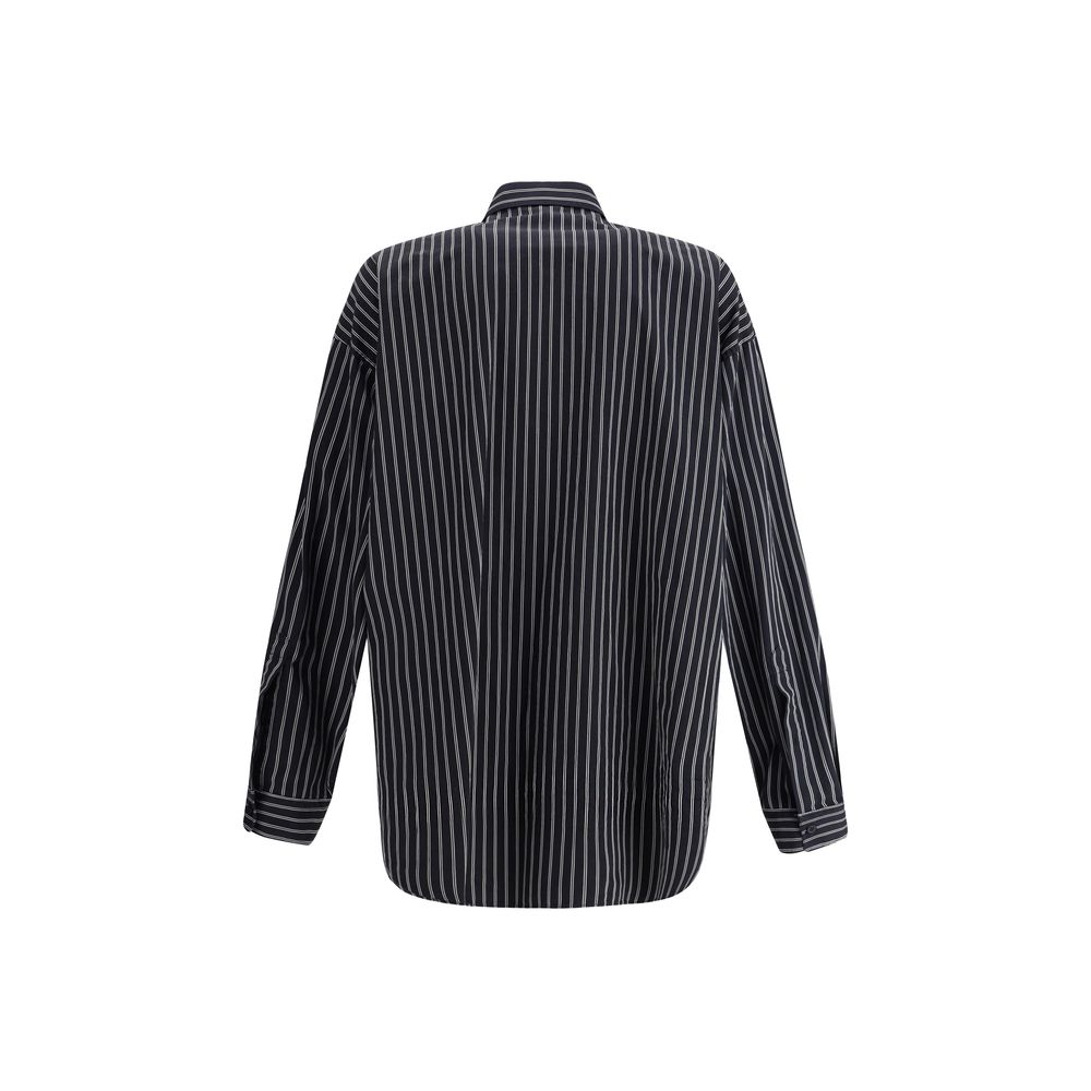 Balenciaga White Cotton Striped Flatground Shirt for Elevated Style