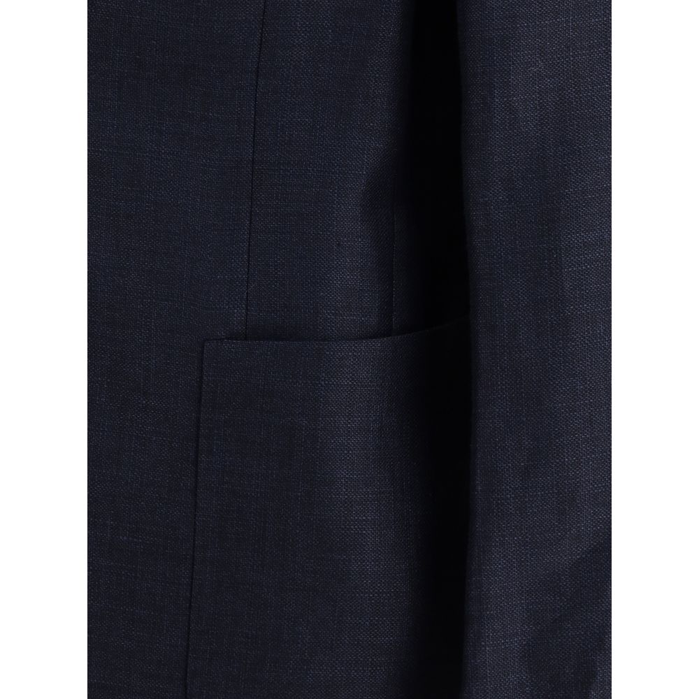 ZEGNA Navy Italian Wool Single-breasted Blazer