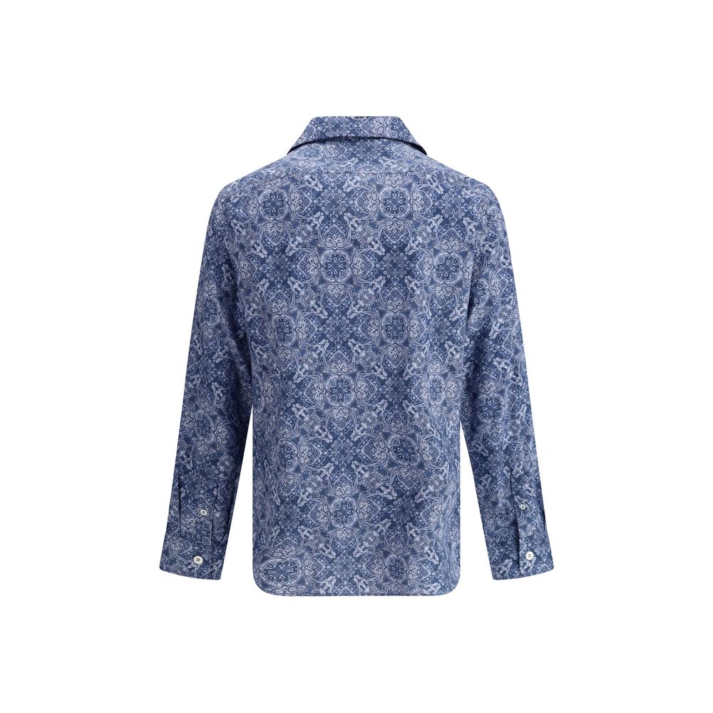 Brunello Cucinelli Multicolor Cotton Paisley Print Shirt