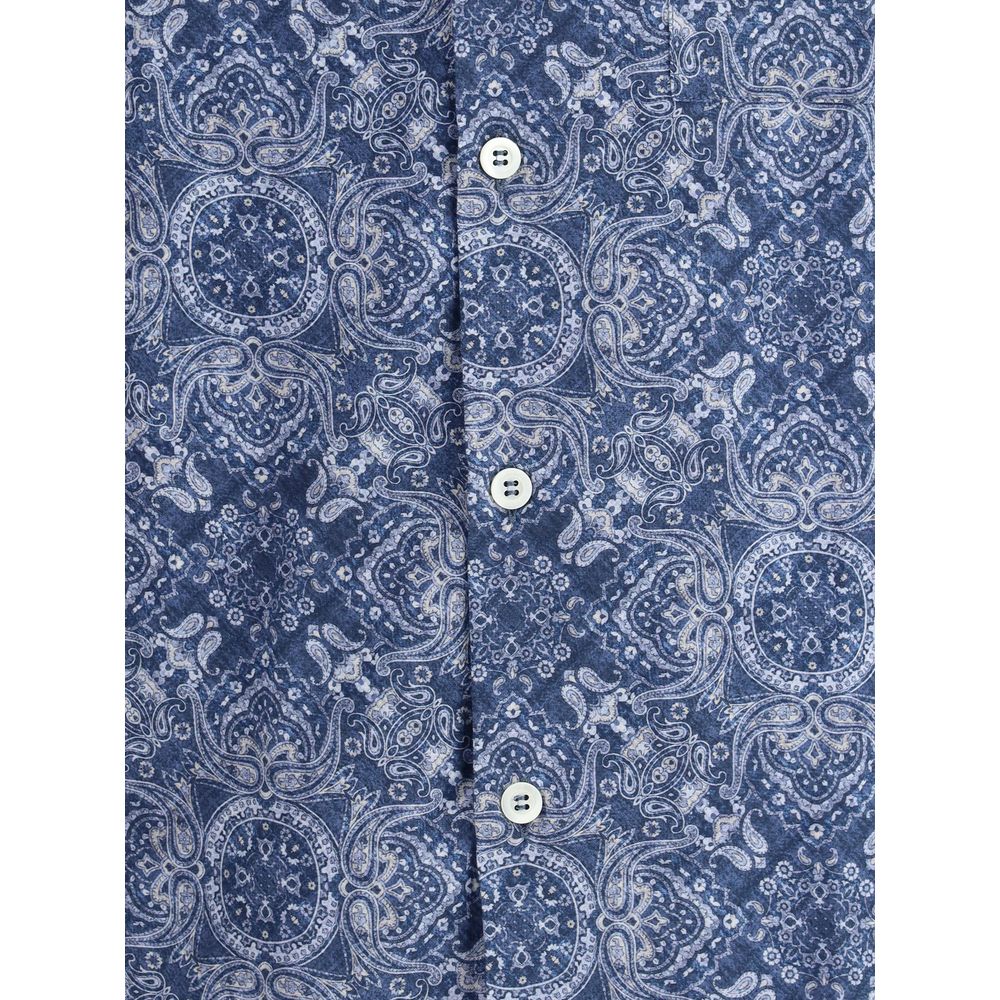 Brunello Cucinelli Multicolor Cotton Paisley Print Shirt