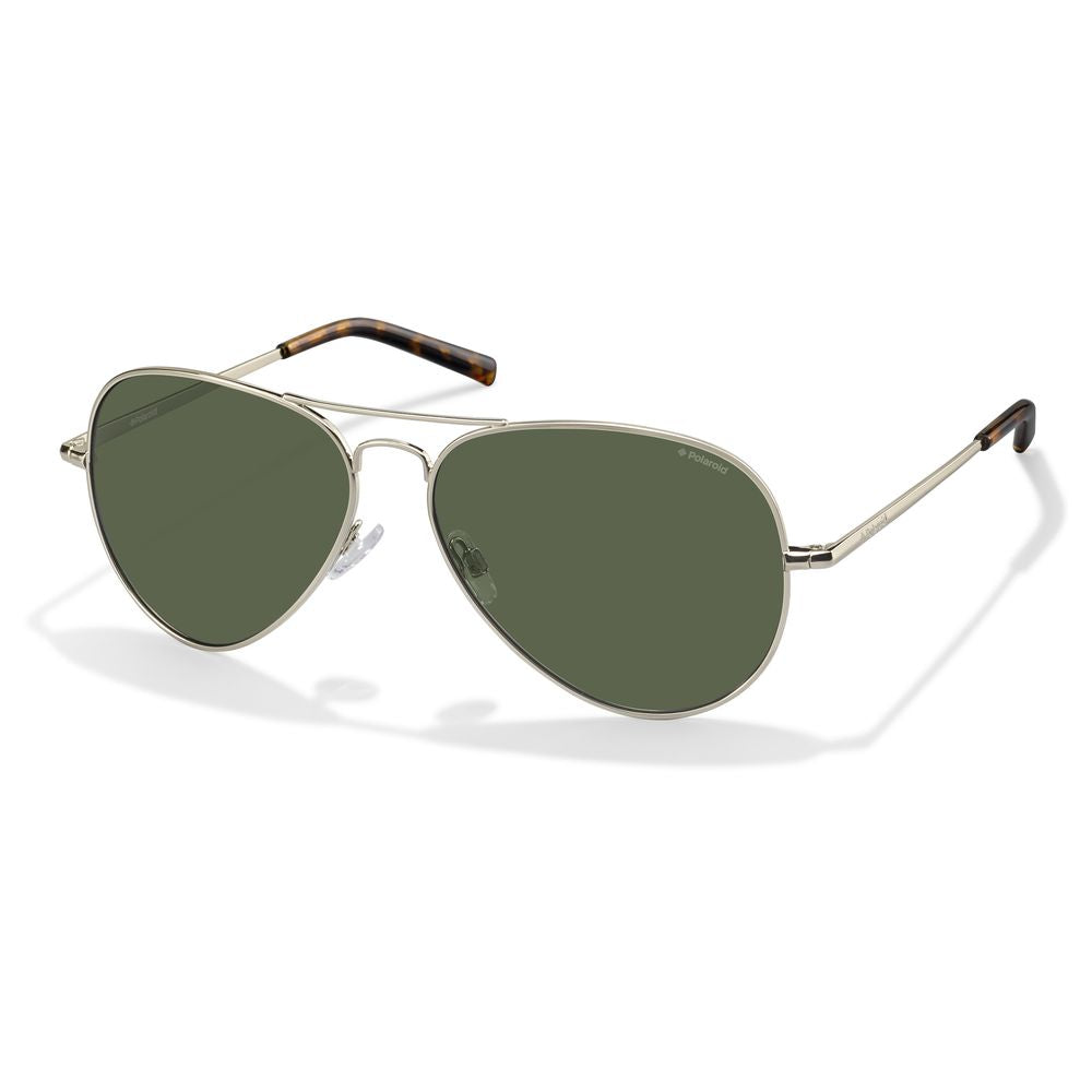 Polaroid Gold Metal Sunglasses With Polarized Green Lenses
