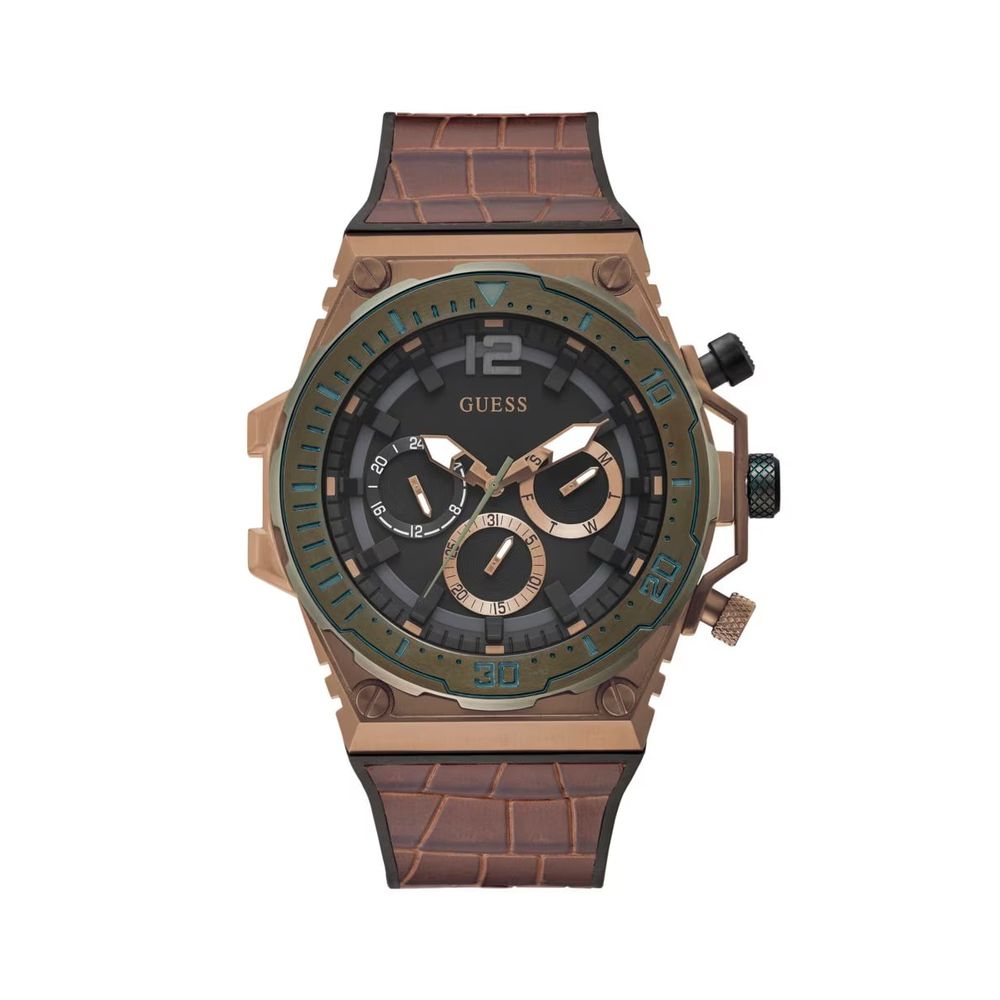Guess Brown Silicone Watch - Elegant Timepiece for Sophistication