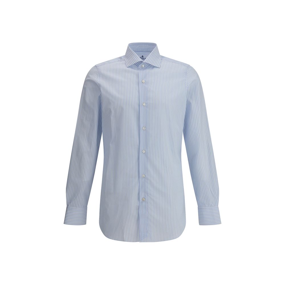 Finamore Blue Striped Shirt Crafted from Luxurious Cotton