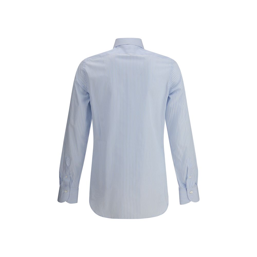Finamore Blue Striped Shirt Crafted from Luxurious Cotton