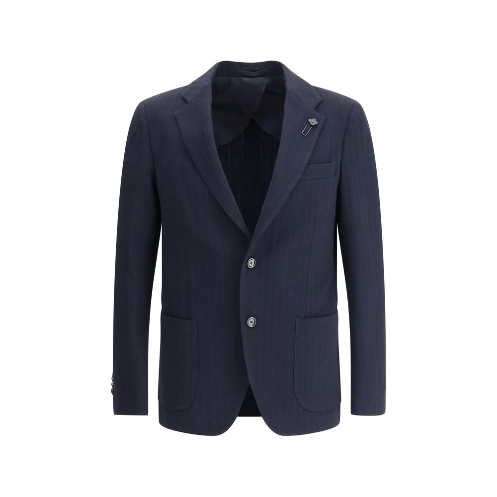 Lardini Navy Wool Single-breasted Blazer for Timeless Elegance