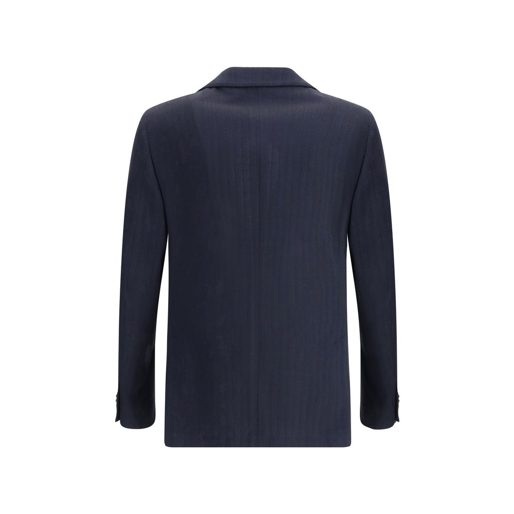 Lardini Navy Wool Single-breasted Blazer for Timeless Elegance