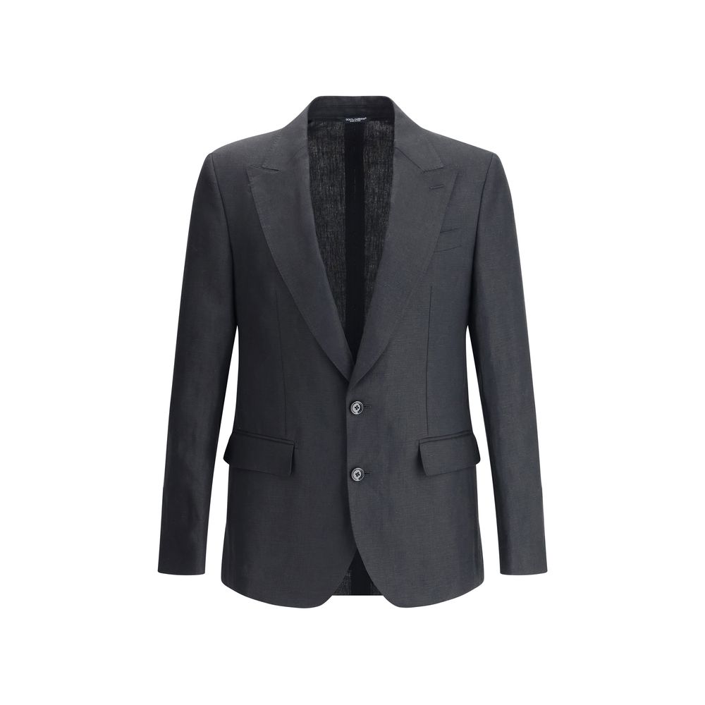 Dolce & Gabbana Beige Linen Blazer for Effortless Elegance