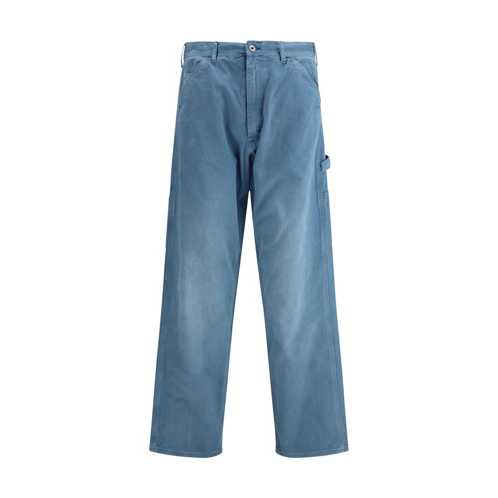 Margiela Blue Luxury Cotton Blend Ticket Pocket Jeans
