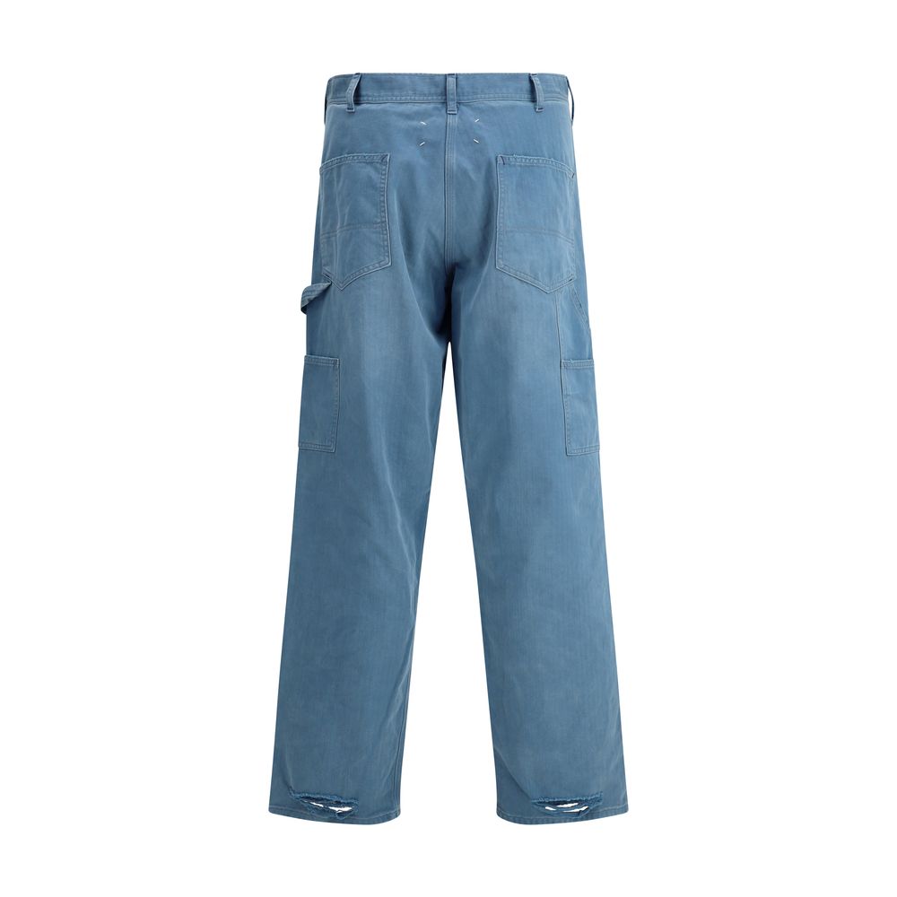 Margiela Blue Luxury Cotton Blend Ticket Pocket Jeans