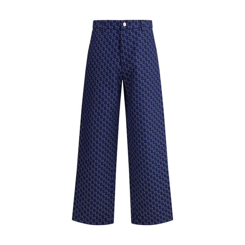 Gucci Beige Cotton GG Pattern Pants in Timeless Elegance Design