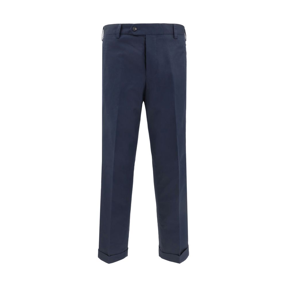 Germano Navy Cotton Pants for Effortless Sophistication