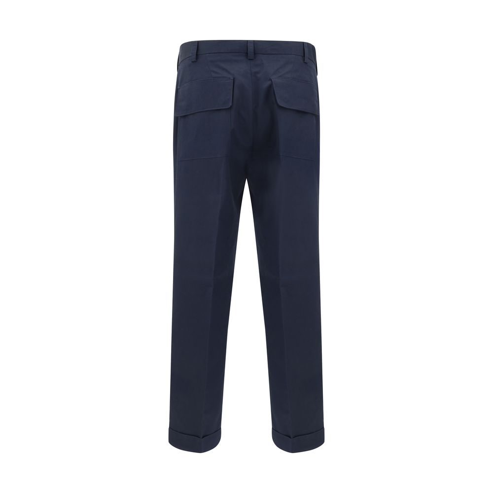 Germano Navy Cotton Pants for Effortless Sophistication
