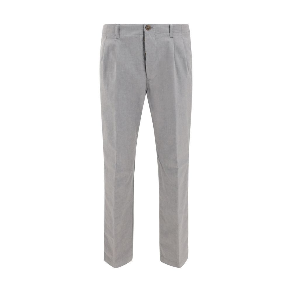 Germano Navy Cotton Pants - Effortlessly Chic Tailored Elegance
