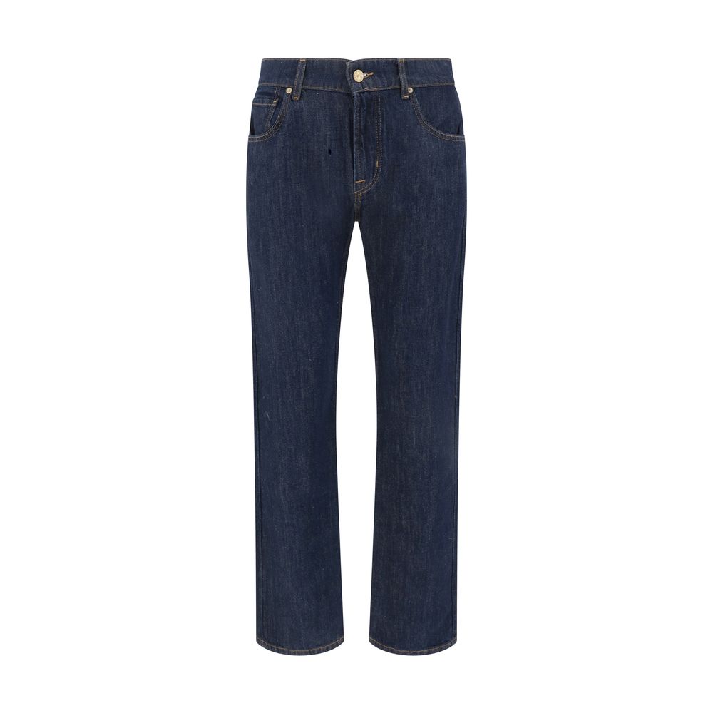 7FOR Blue Premium Denim Straight Jeans: Timeless Elegance