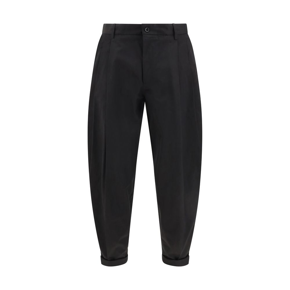 Dolce & Gabbana Black Wool Turn-Up Pants for Effortless Sophistication